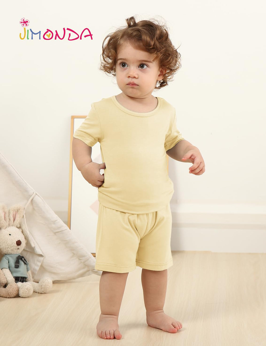Jimonda Baby Boys Girls Pajama Sets Kid Soft Sleepwear Rayon From Bamboo Sleepwear Short Sleeve 4-Piece Cool Jammies 18M-12Y