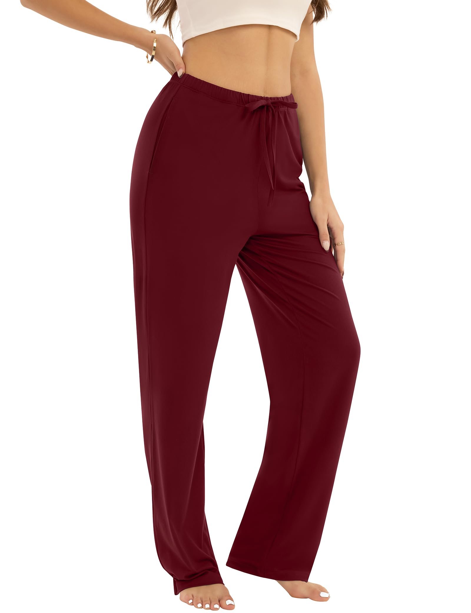 3-Pack Womens Pajama Pants with Drawstring, Soft Sleep & Lounge Pants