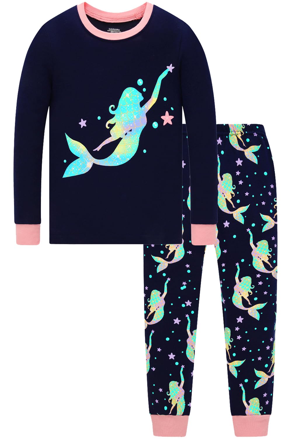 Dolphin&Fish Boys and Girls Soft Pajamas 100% Cotton Toddler Pjs Long Sleeve Kid Sleepwear Sets