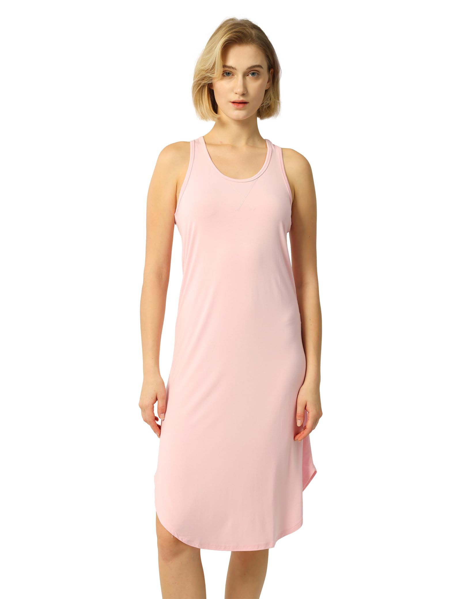 GYS Women's Bamboo Viscose Cooling Racerback Tank Nightgown | Moisture wicking, Breathable, Tagless, Sleeveless, Soft stretch, Racerback design, for hot flashes & summer sleep WEBE CLOTHING