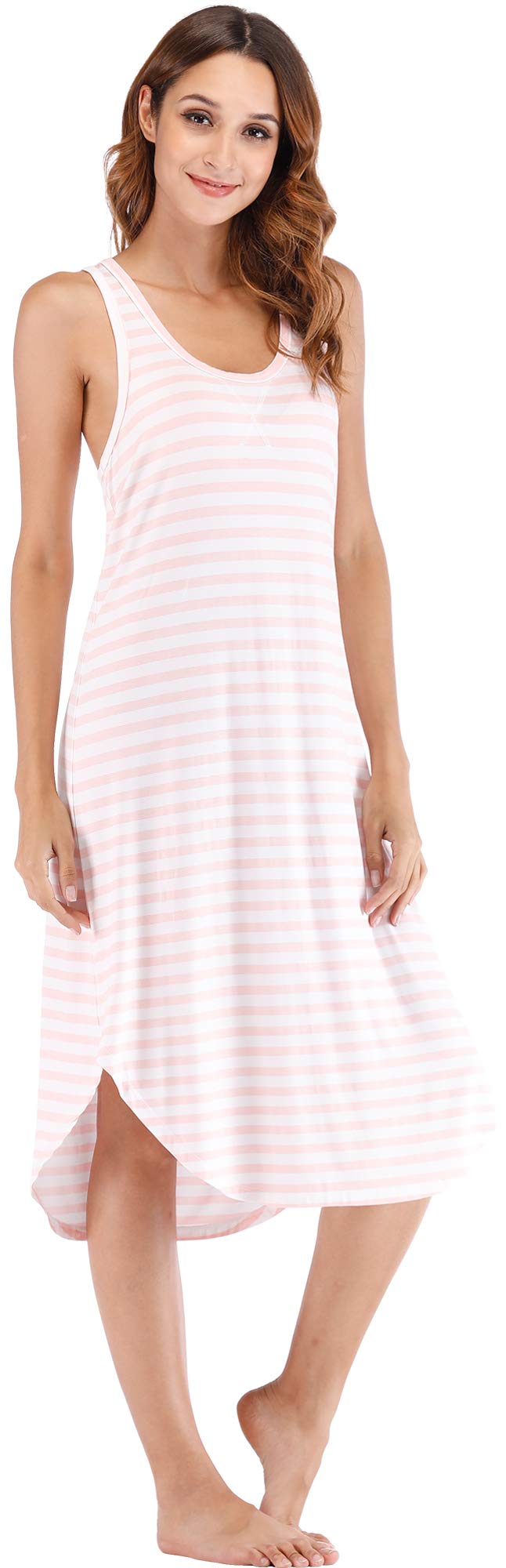 GYS Women's Bamboo Viscose Cooling Racerback Tank Nightgown | Moisture wicking, Breathable, Tagless, Sleeveless, Soft stretch, Racerback design, for hot flashes & summer sleep WEBE CLOTHING
