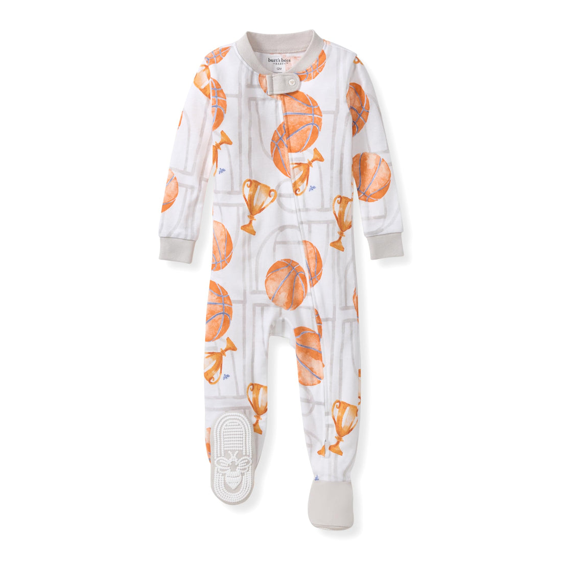 Burt's Bees Baby Organic Cotton Footed Pajamas for Boys, Zipper PJ Sleeper, Snug Fit Sleepwear with Non-Slip Bee Grips