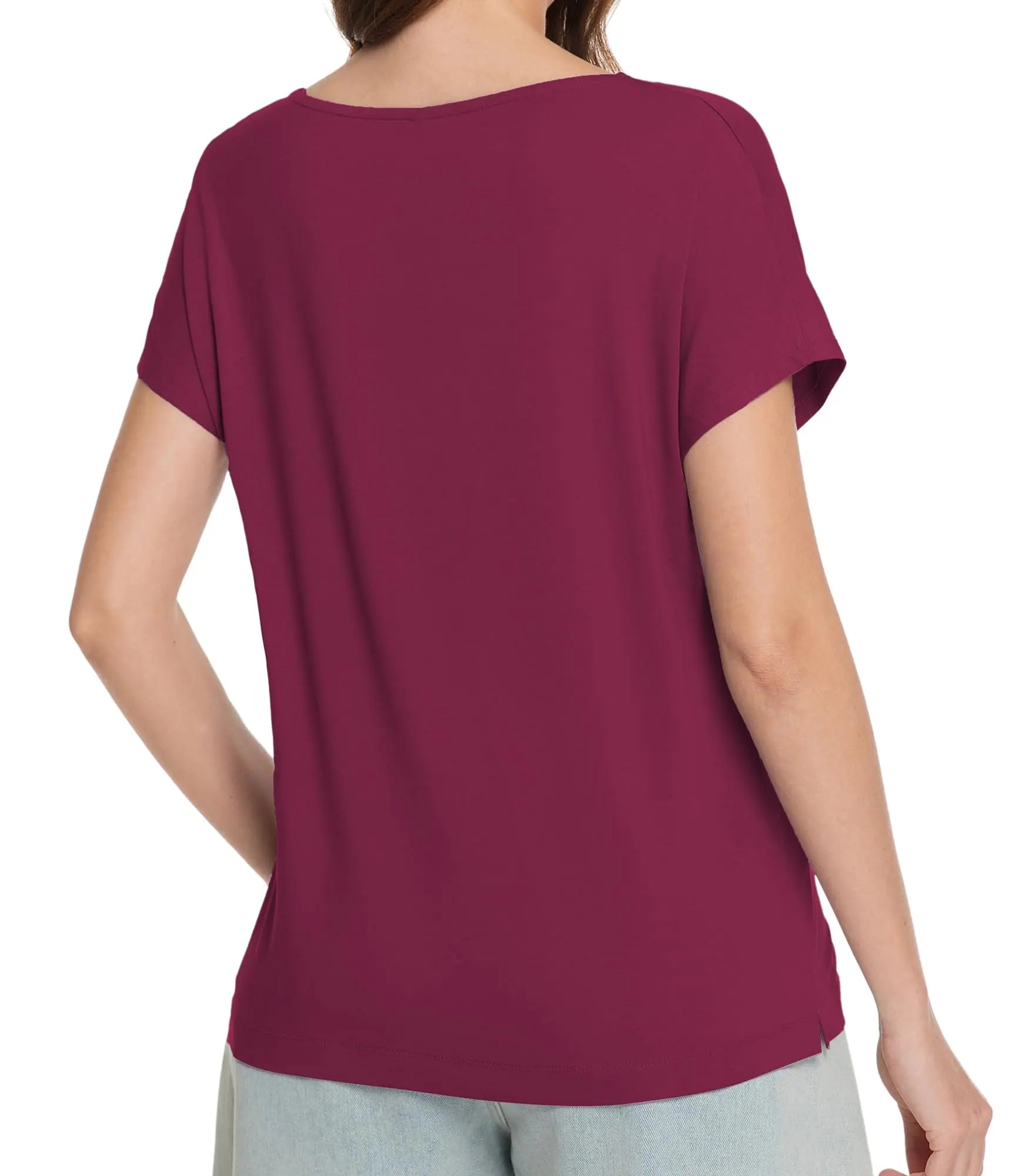 WiWi Bamboo Viscose Shirts for Women, Super Soft Short Sleeve Sleep Pajama Tops, Cooling Satin V Neck Summer Lounge Wear