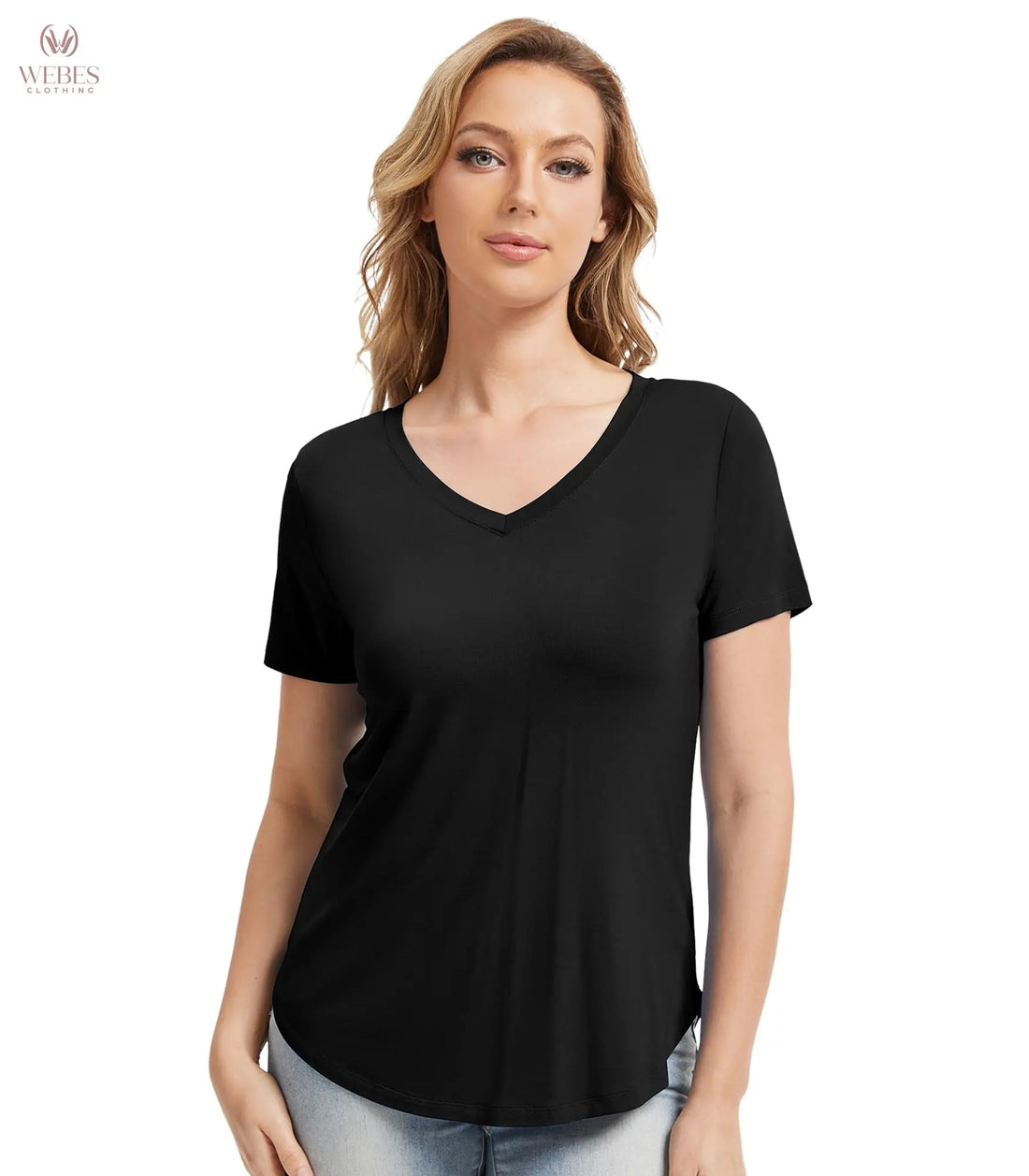 WiWi Viscose from Bamboo Pajama Tops for Women Super Soft Short Sleeve Tee V Neck Sleep Cooling T-Shirt Pjs Sleepwear S-XXL