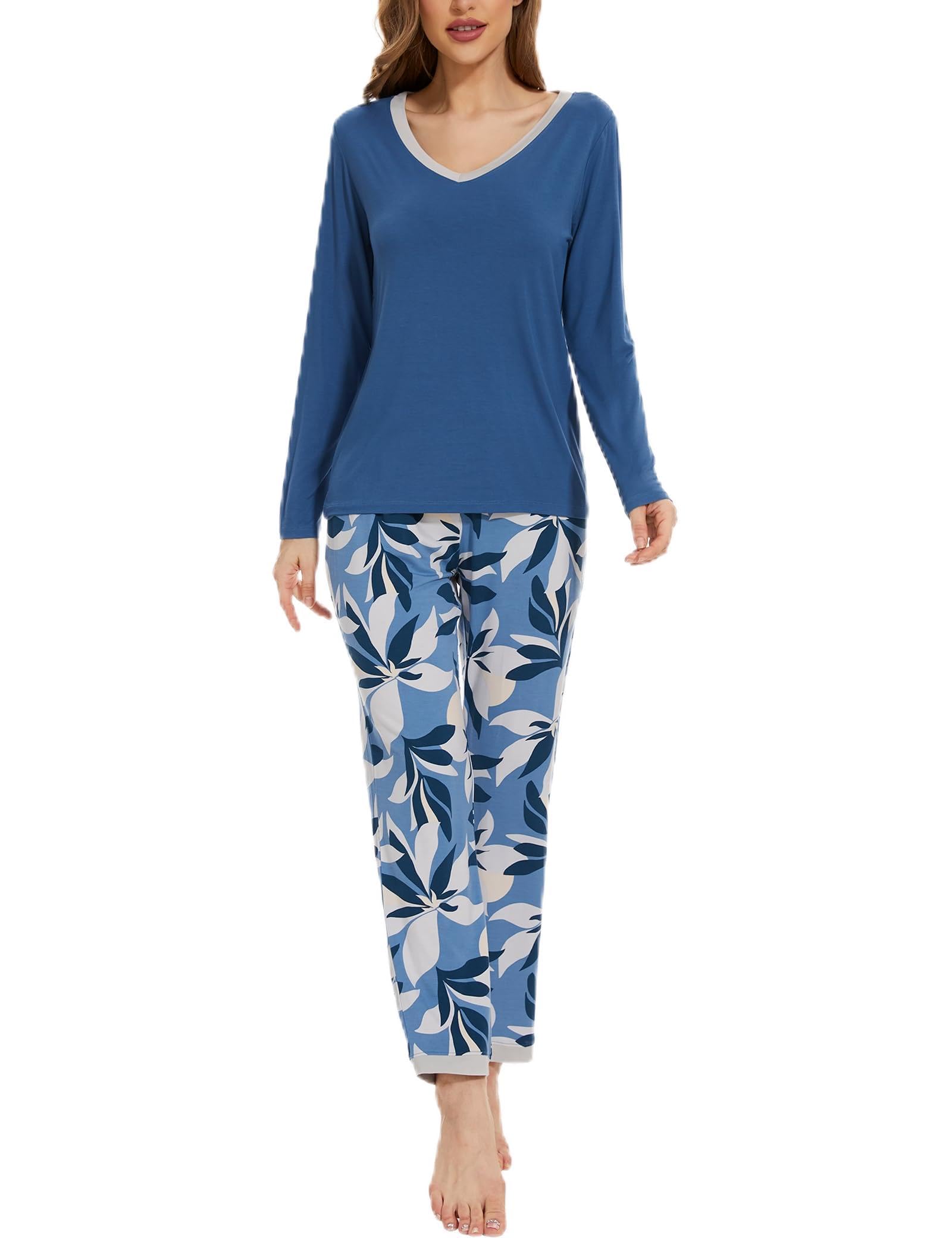 GYS Viscose from Bamboo Women's Pajama Sets Super Soft Long Sleeve Sleepwear Comfy Winter Pjs Sets S-4X