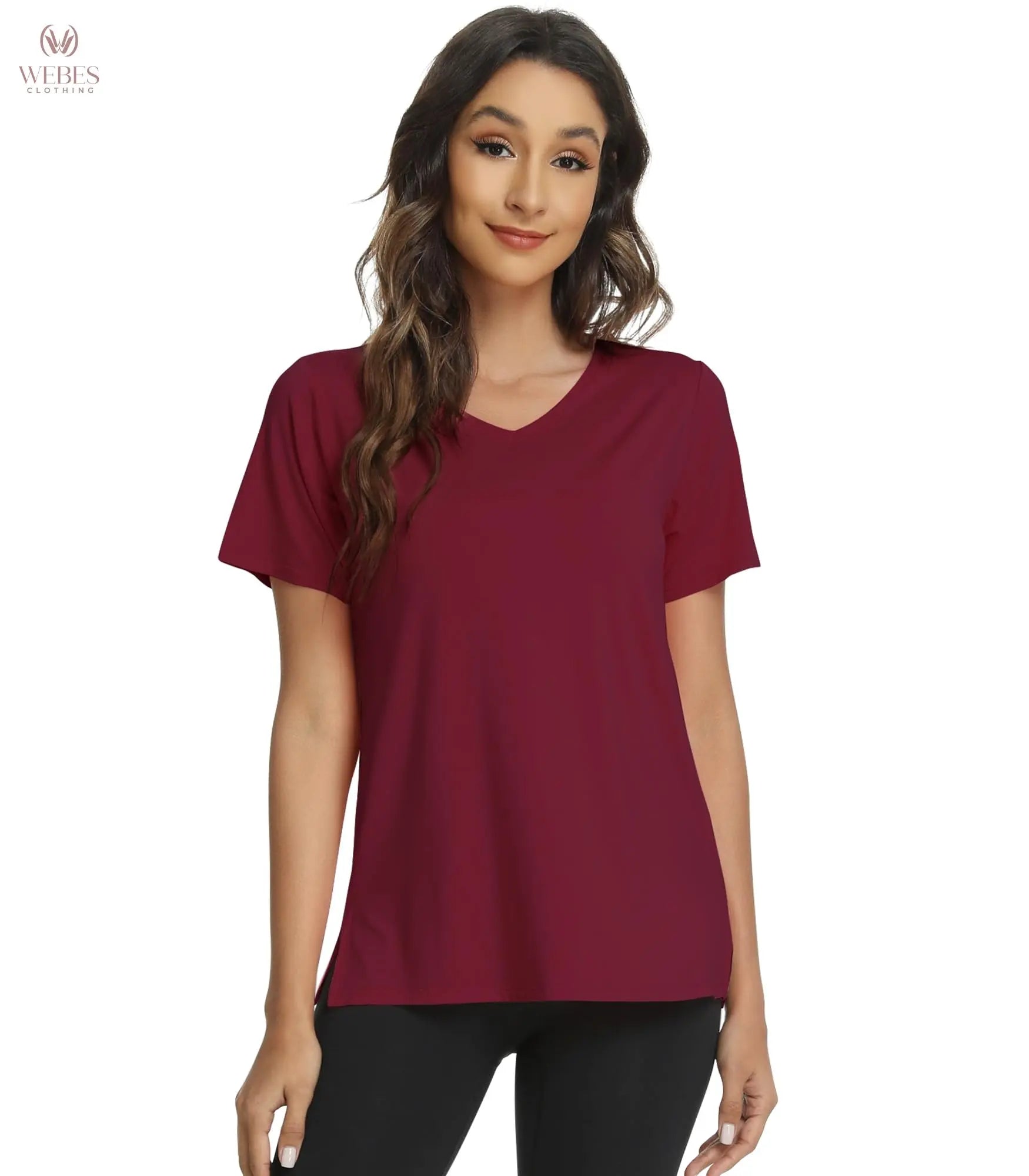 WiWi Viscose from Bamboo Pajama Tops for Women Super Soft Short Sleeve Tee V Neck Sleep Cooling T-Shirt Pjs Sleepwear S-XXL
