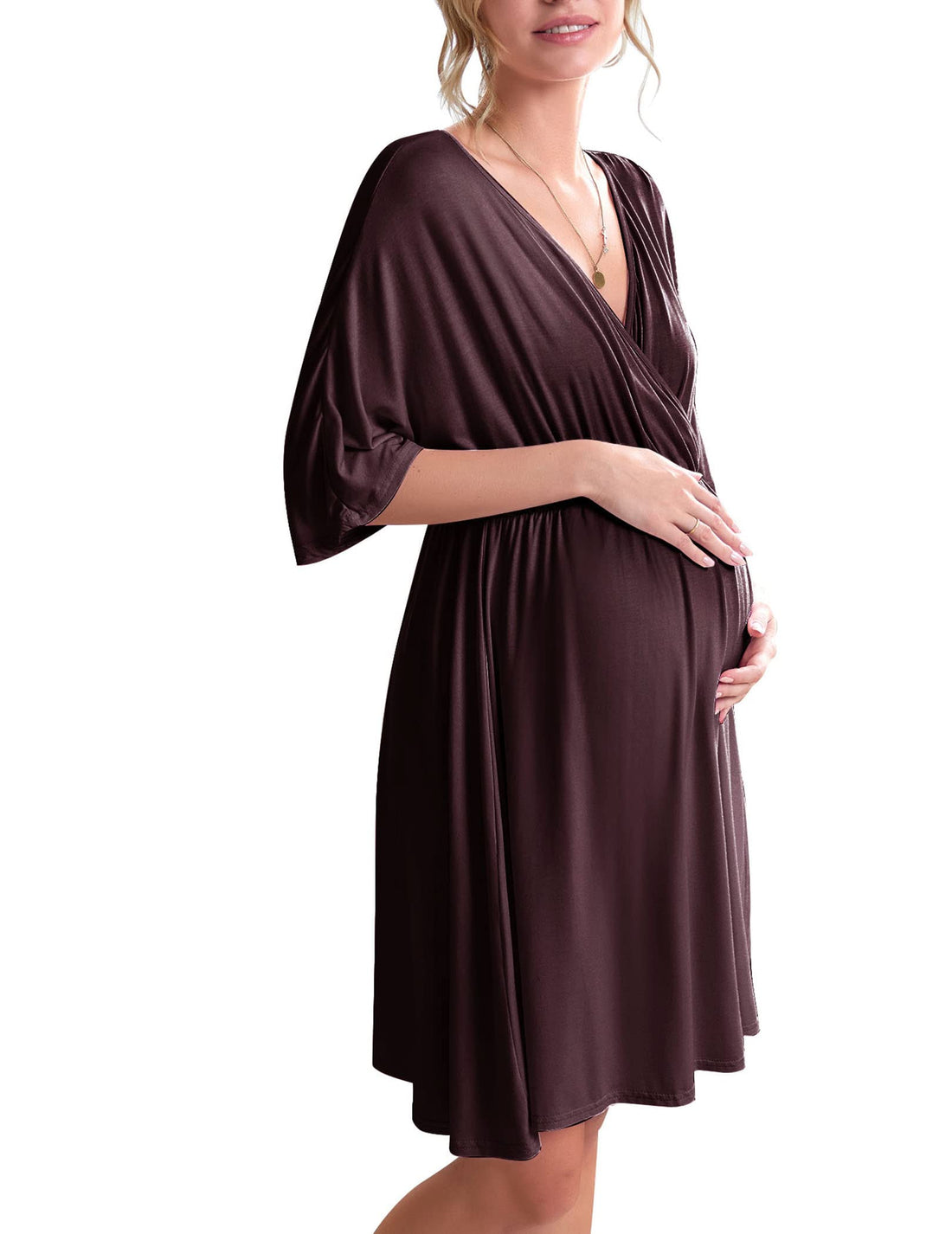 Ekouaer 3 in 1 Labor/Delivery/Hospital Gown Maternity Dress Nursing Nightgown Sleepwear for Breastfeeding