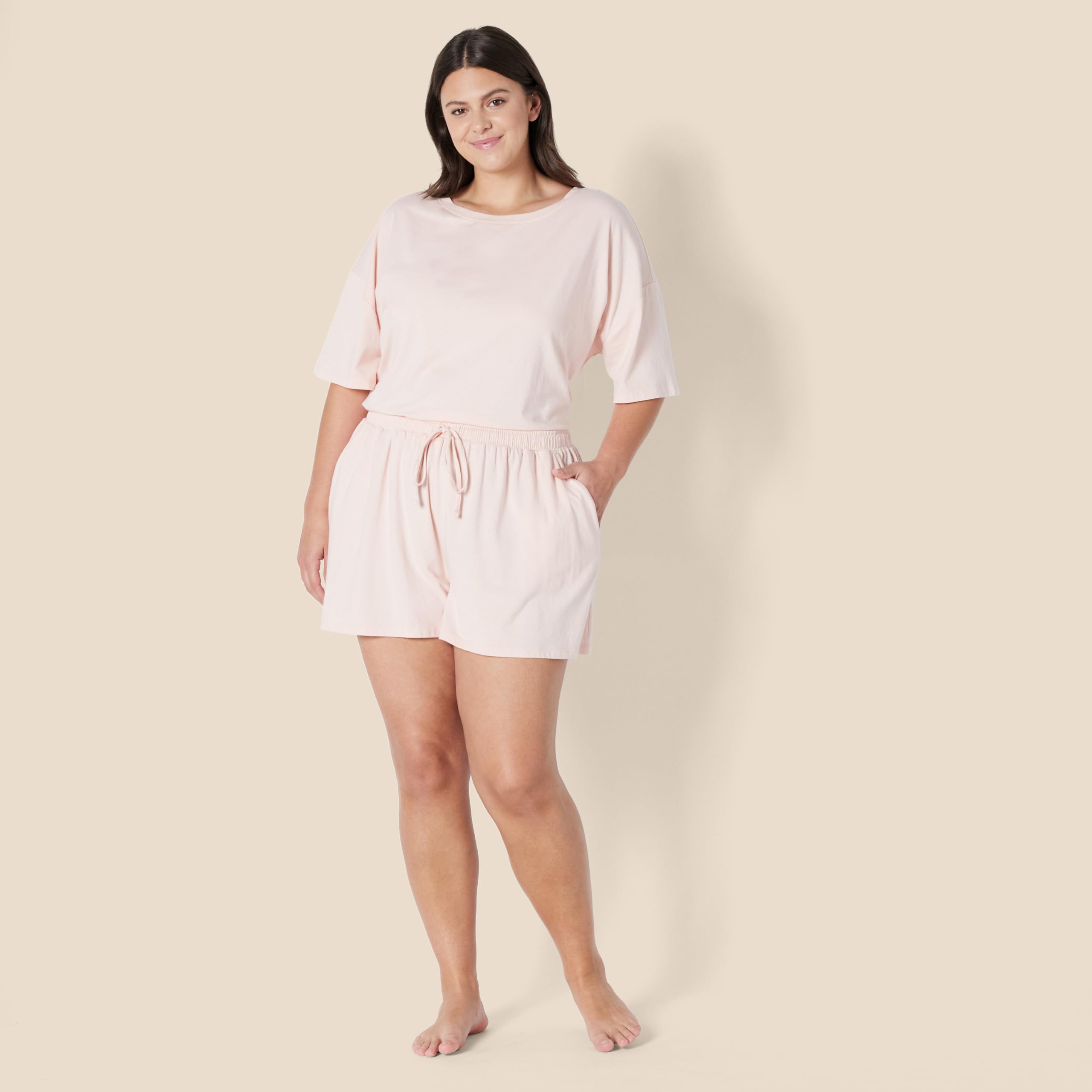Amazon Essentials Women's Soft Cotton Blend Short Sleeve T-Shirt and Short Sleepwear Set