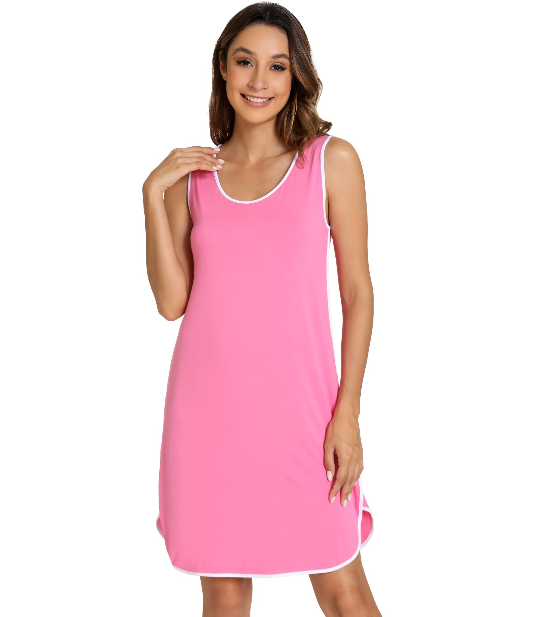 WiWi Tank Nightgown for Women Soft Comfy Sleeveless Sleep Gowns Viscose from Bamboo Cooling Sleepwear S-XXL WEBE CLOTHING