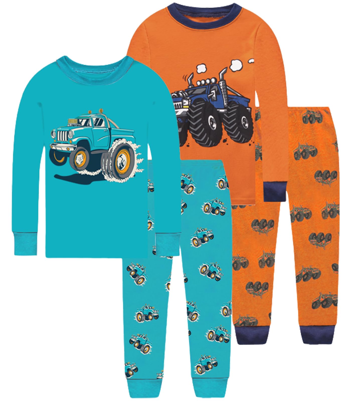 Little bety Cotton 4 Piece Pajamas Boys Long Sleeve Sets Toddler Boys Pjs Kids Sleepwear Sets