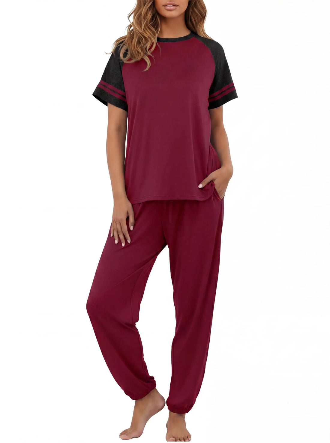 PrinStory Womens Pajama Sets Short Sleeve Pjs 2 Piece Lounge Set Soft Pj Sets Lightweight Sleepwear Loungewear with Pockets WEBE CLOTHING