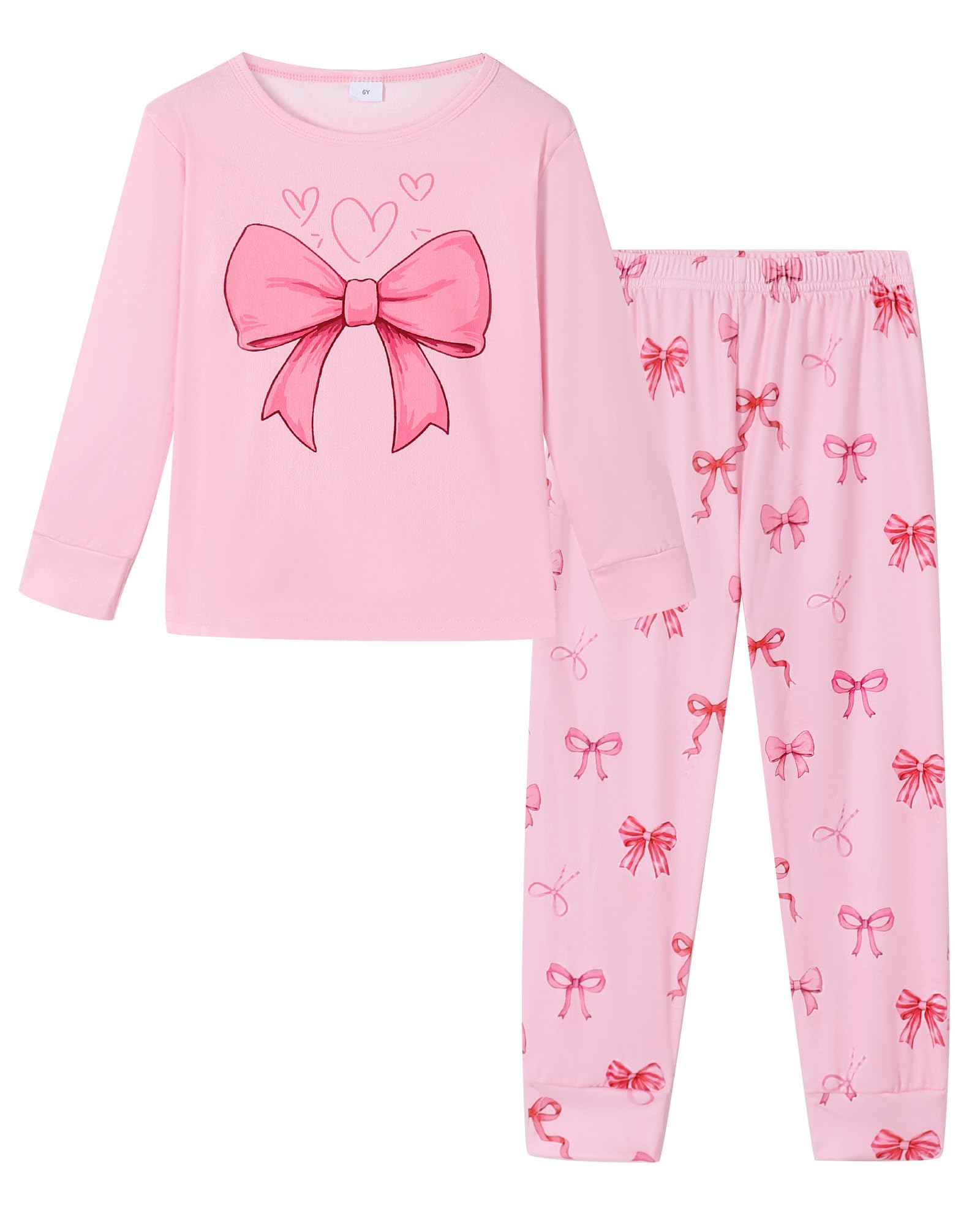 Mikrdoo Girls Pajamas Kids 2 Piece Pjs Set Soft Cozy Long Sleeve Top and Pants Stretchy Girls' Sleepwear Size 4-14 Years