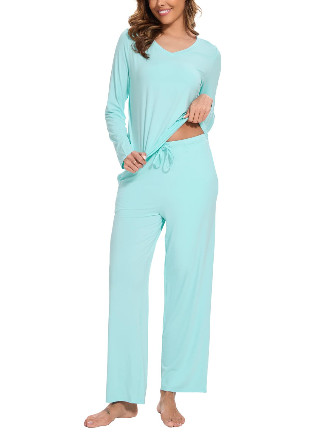 GYS Women's Pajama Sets Long Sleeve Sleepwear Comfy 2 Piece Ladies Pj Sleep Set, Viscose Made from Bamboo
