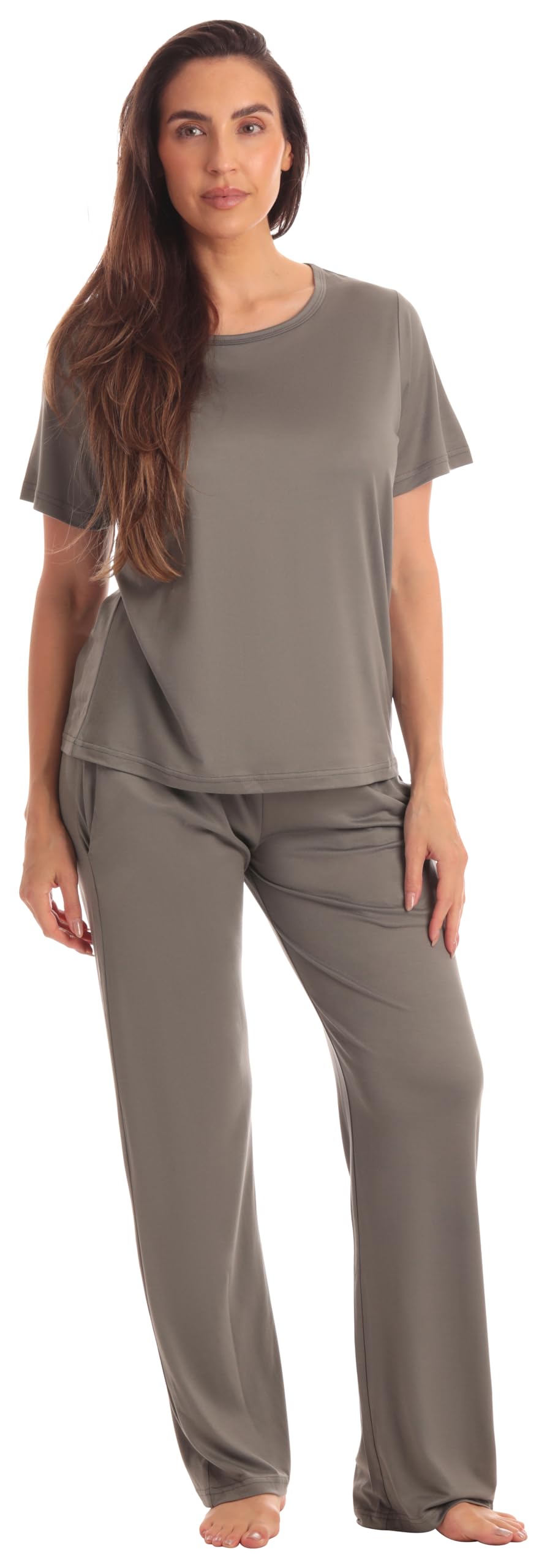 Just Love Women's Pajama Set, Soft Stretch Short Sleeve Crew Neck Top and PJ Pants with Two Pockets WEBE CLOTHING