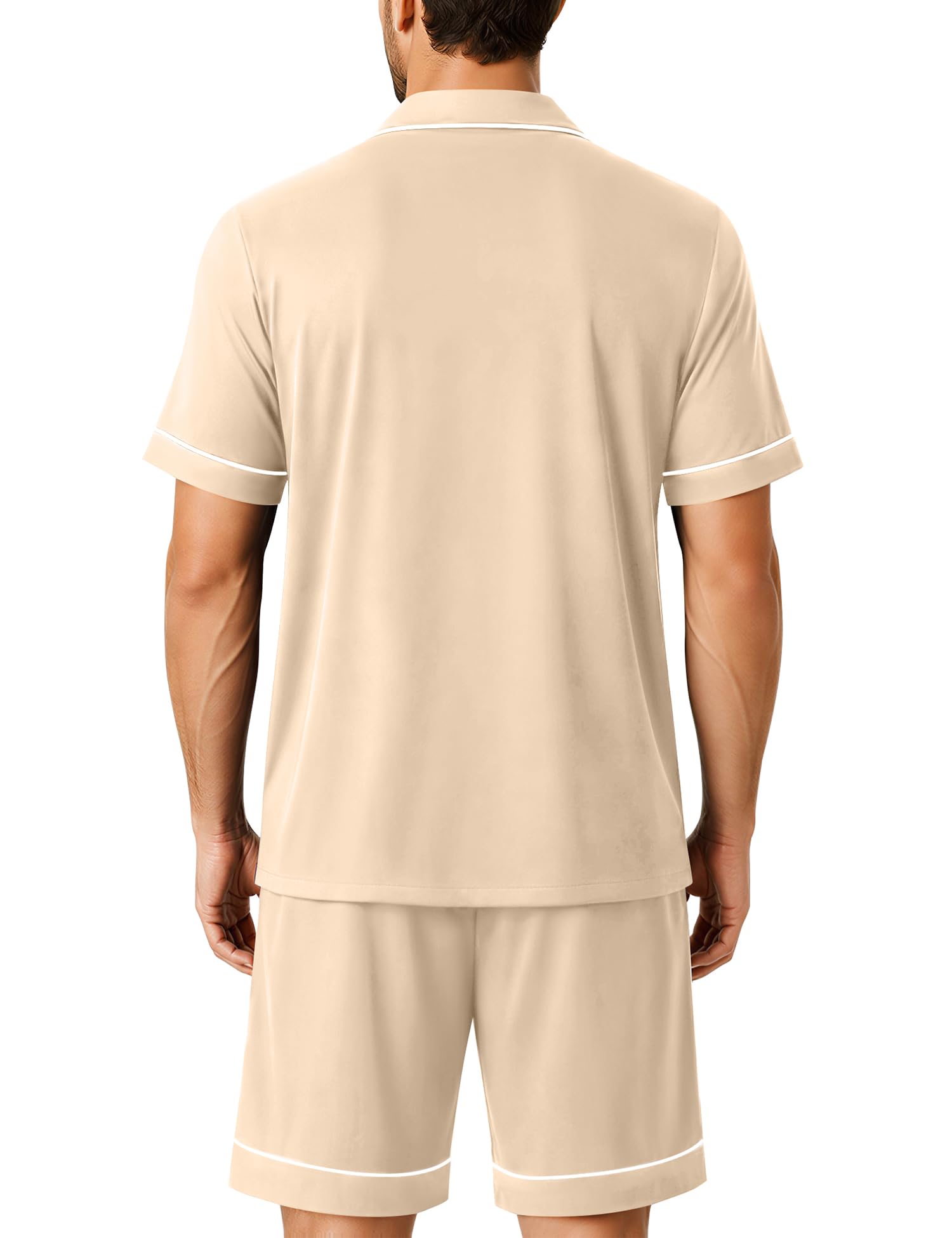 SWOMOG 100% Cotton Mens Pajama Set Short Sleeve Sleepwear Button Down Loungewear 2 PCS Cotton Pjs Set with Pockets WEBE CLOTHING