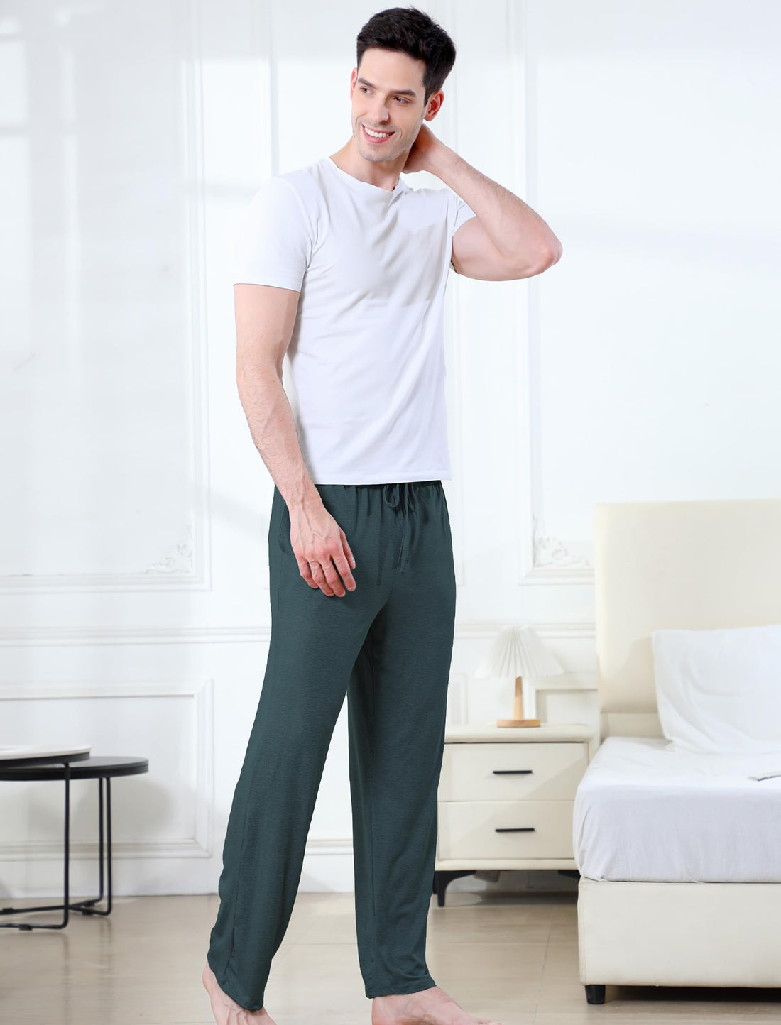 DITOK Men's Lightweight Pajama Pants Soft Lounge Sleep Joggers Adjustable Drawstring & Pockets All-Season Sleepwear