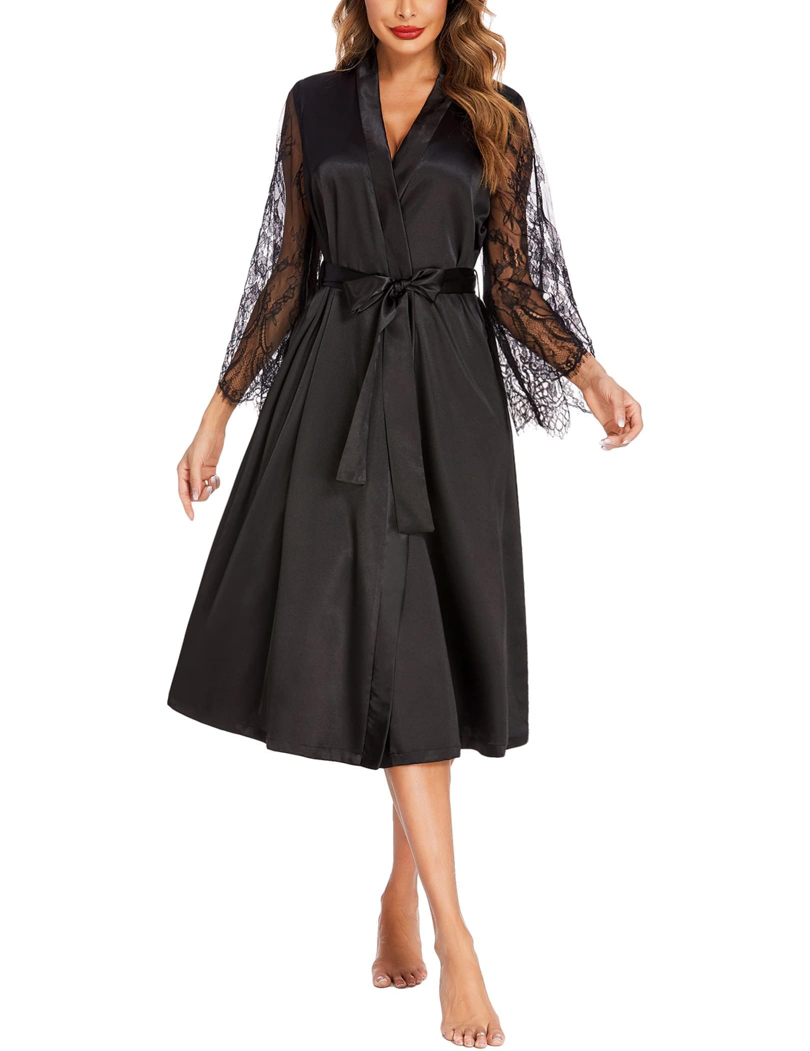 Eouaer Women's Satin Kimono Robe for Bridesmaid and Bride Wedding Party Getting Ready Short Robe WEBE CLOTHING