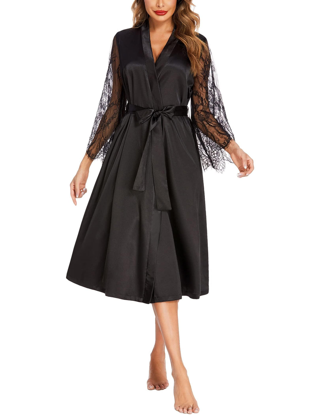 Eouaer Women's Satin Kimono Robe for Bridesmaid and Bride Wedding Party Getting Ready Short Robe WEBE CLOTHING