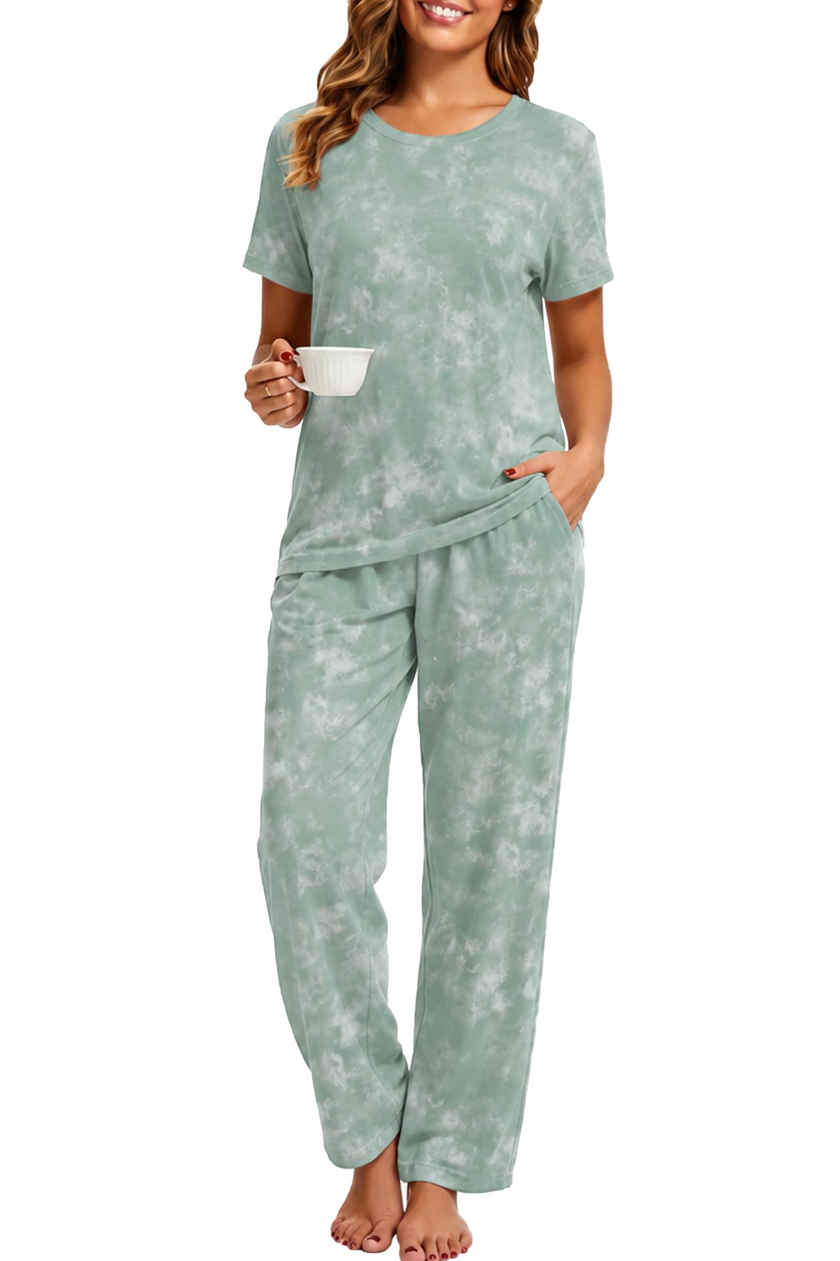 2 Piece Pjs Set For Womens Pajamas Lounge Set Long Sleeve Joggers Pants Sleepwear with Pockets WEBE CLOTHING