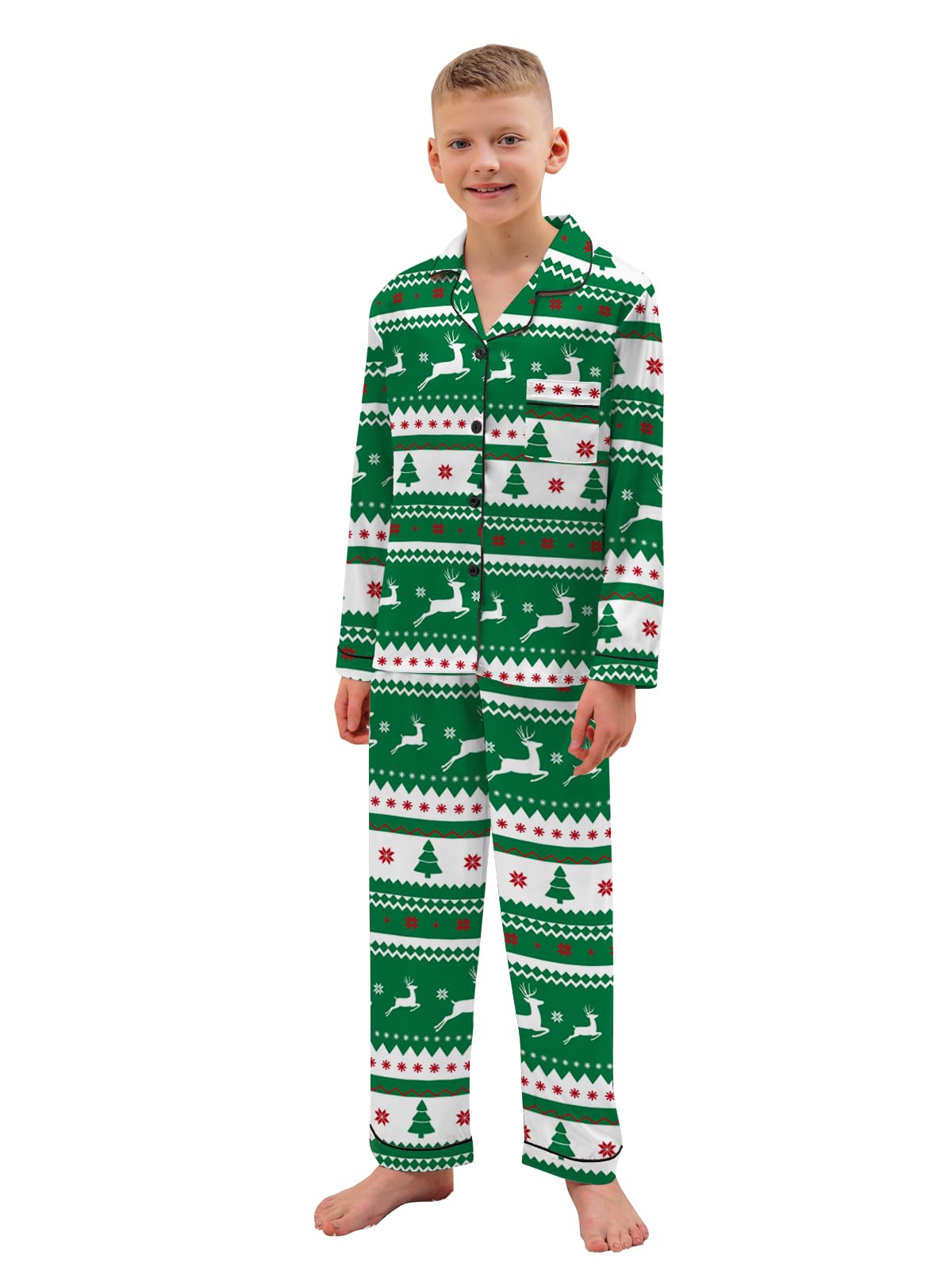 QZH.DUAO Family Christmas Pjs Matching Sets Plaid Pajamas Long Sleeve Holiday Sleepwear Set Loungewear Set