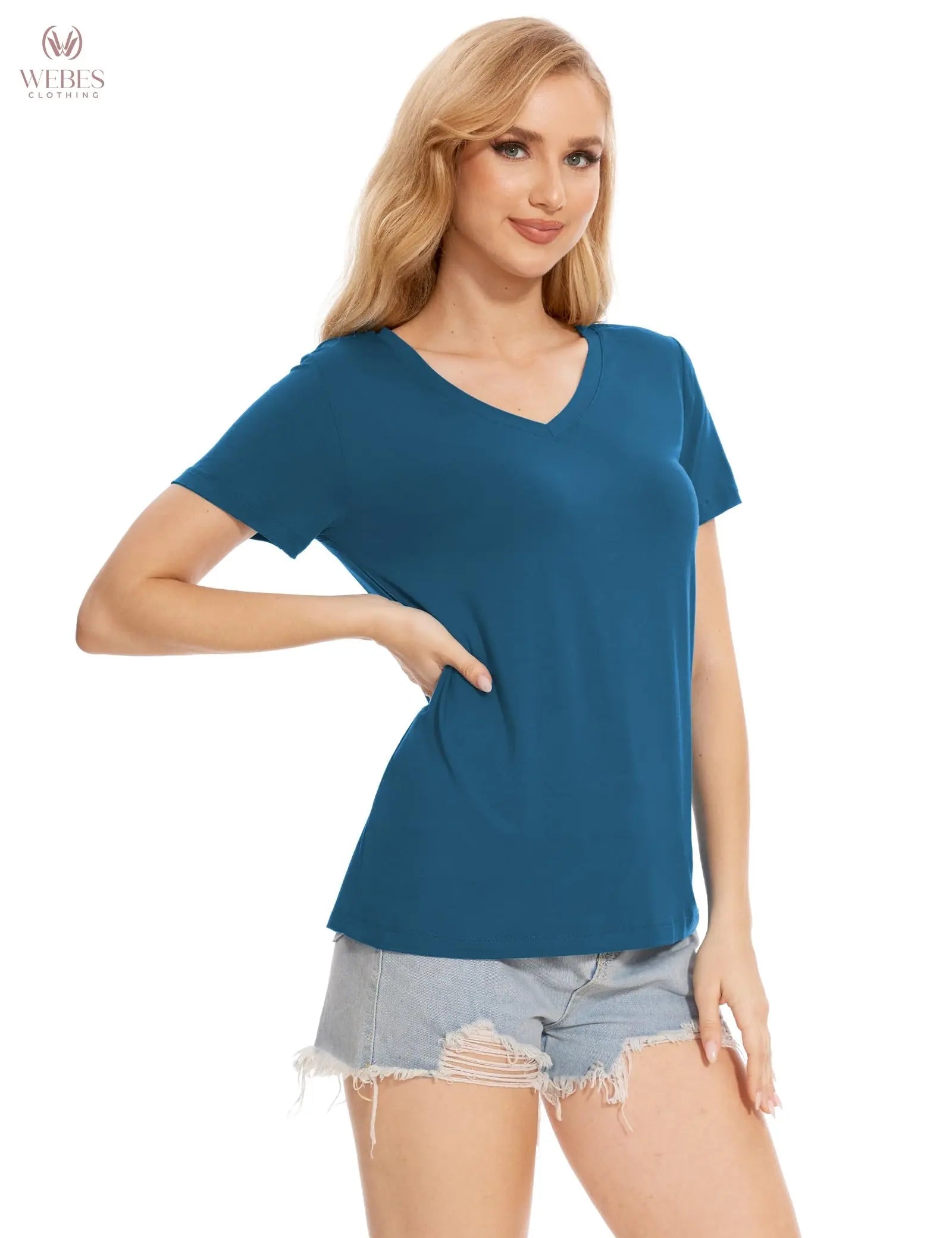 GYS Bamboo Viscose Pajamas Tops for Women, Cooling Basic T-Shirt, Soft Short Sleeve Sleep Shirts, Lightweight Pj Shirt