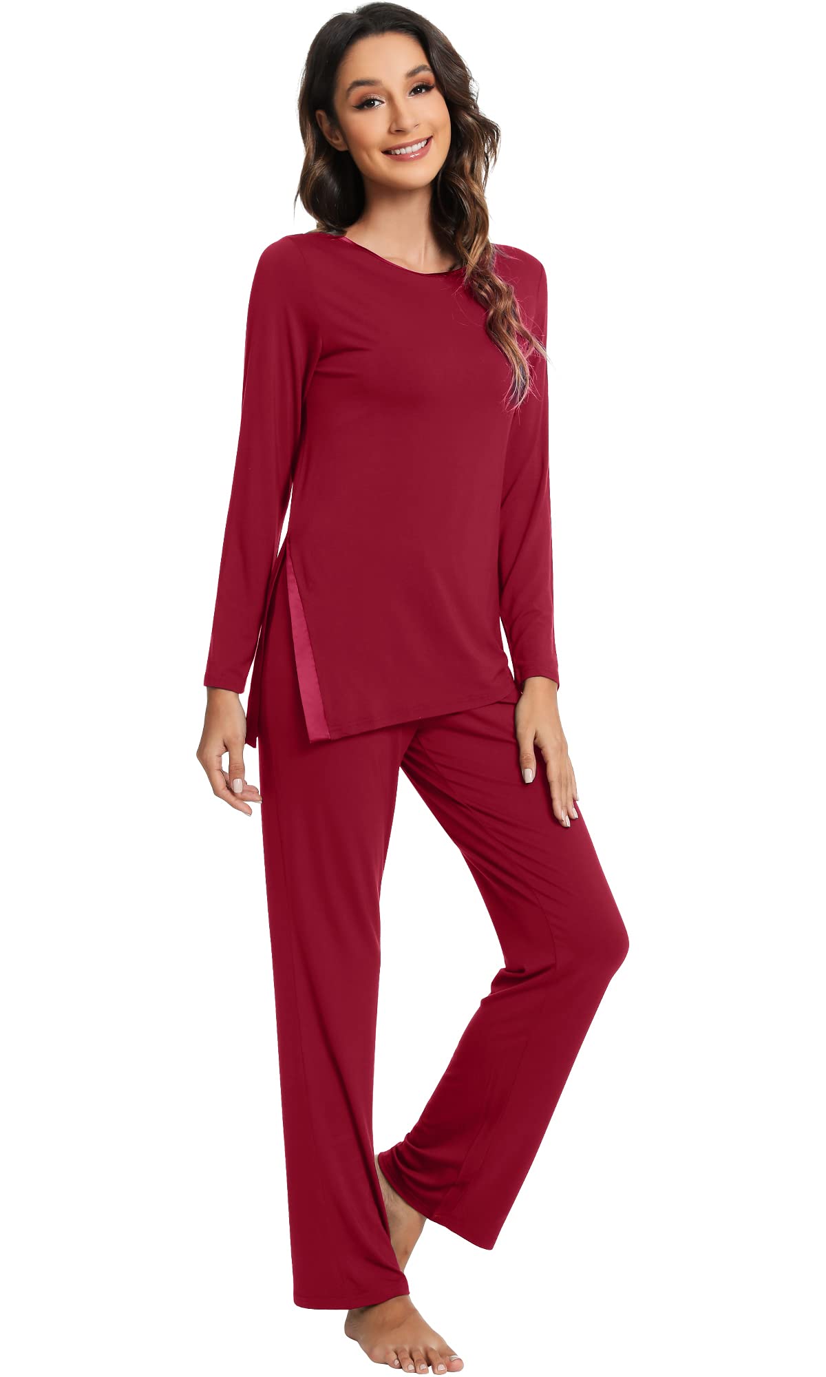 WiWi Pajamas Set for Women Super Soft Long Sleeve Pj Cooling Sleepwear Lounge Sets Loungewear Viscose from Bamboo S-XXL
