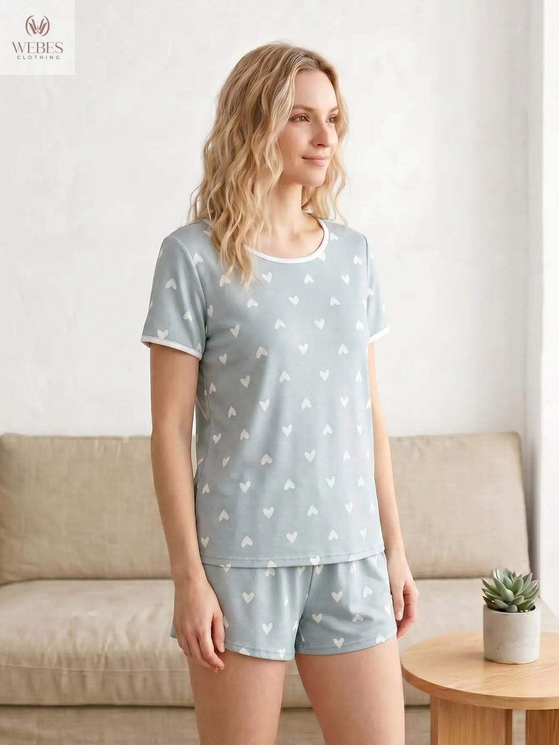 VENTELAN Women's 2 Piece Short Sleeve Pajama Sets Soft Loungewear Summer Sleepwear Pjs Sets with Pockets WEBE CLOTHING