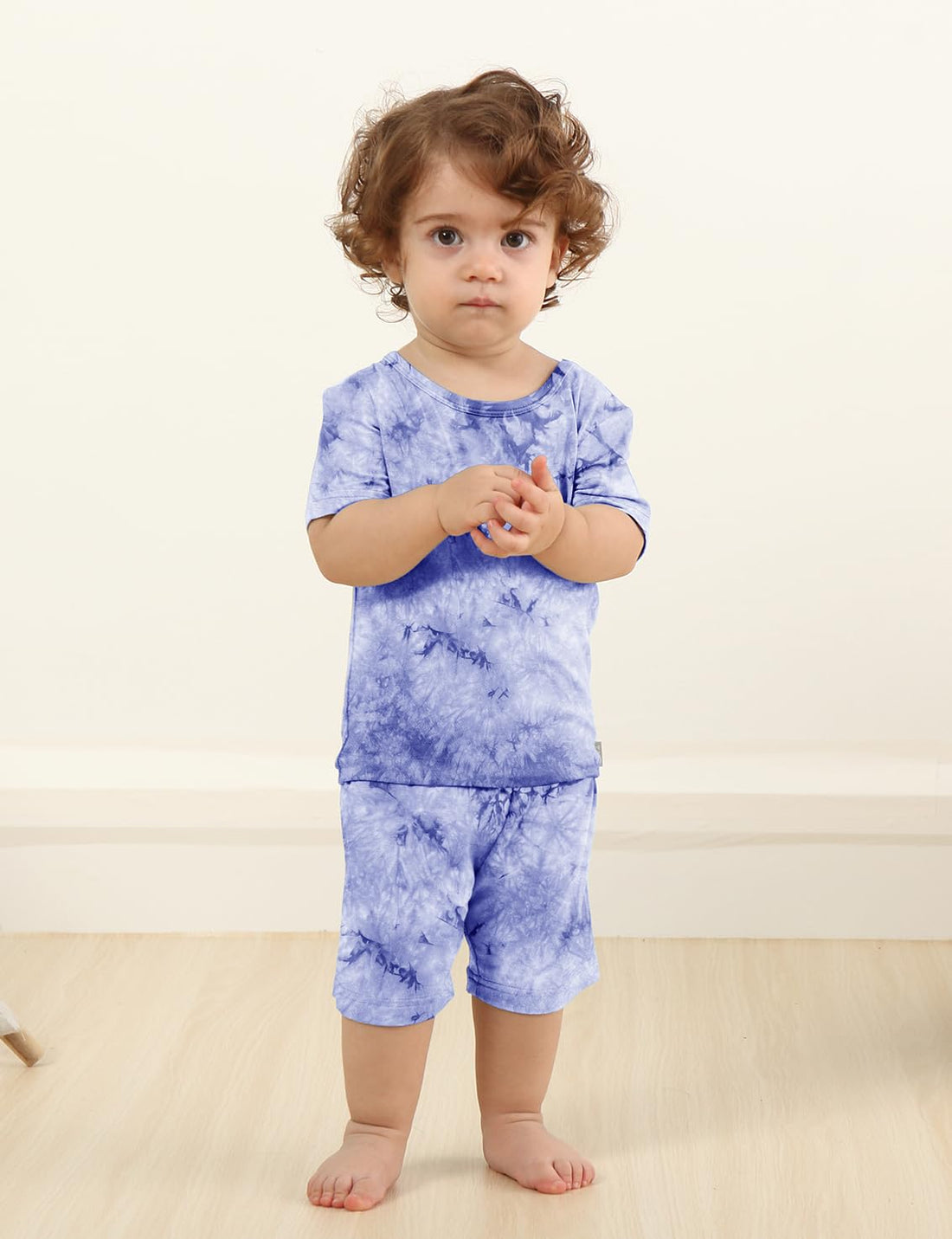 Jimonda Kids Soft Rayon From Bamboo Sleepwear Short Sleeve Boys Girls Pajama Outdoor 4-Piece tops&shorts Casual sets Tie PJ