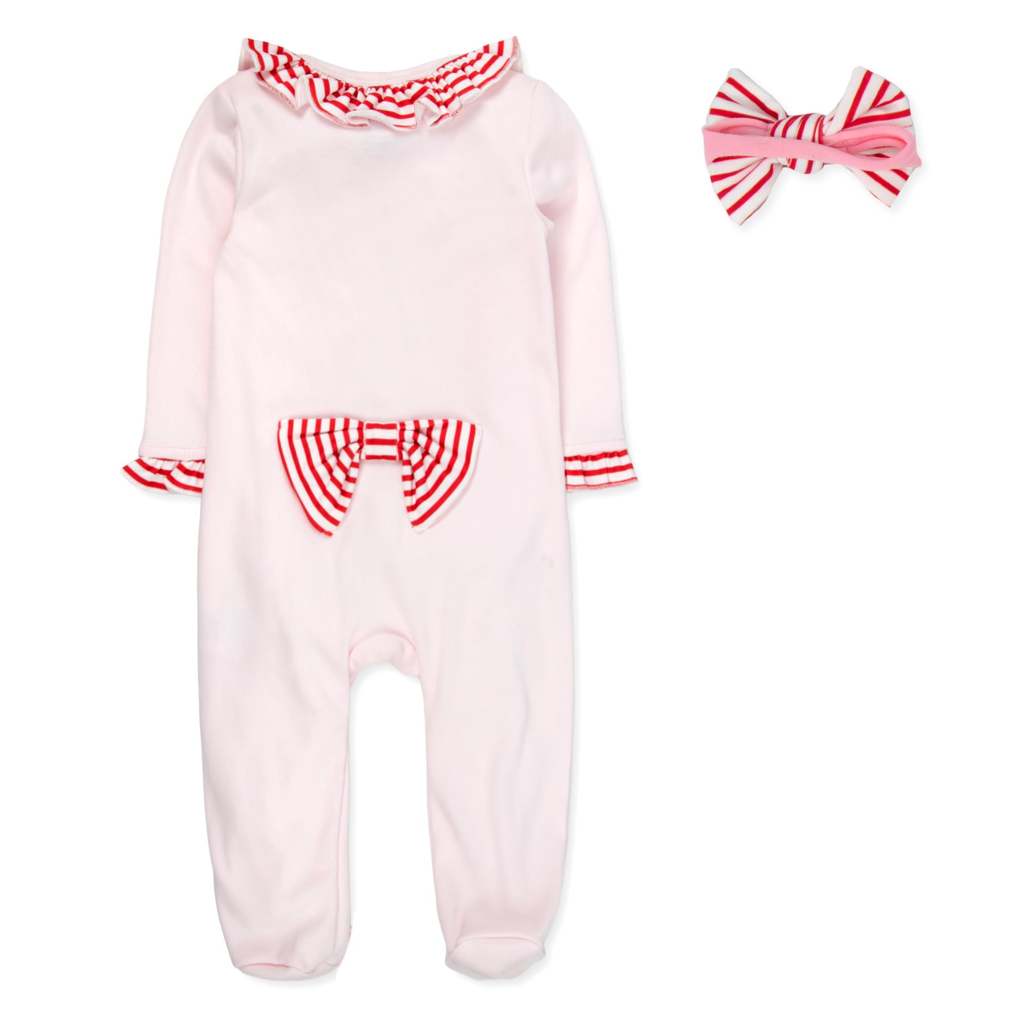 Baby Footie Bodysuit Headband or Hat 2 Piece Set – Christmas Thanksgiving Zip-Up Outfit,Holiday Pajamas for Infants