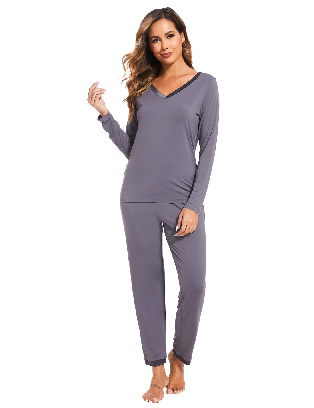 GYS Viscose from Bamboo Women's Pajama Sets Super Soft Long Sleeve Sleepwear Comfy Winter Pjs Sets S-4X