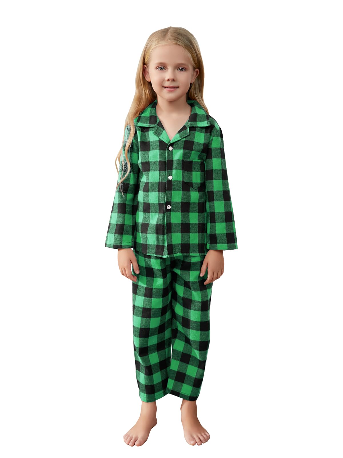 QZH.DUAO Family Christmas Pjs Matching Sets Plaid Pajamas Long Sleeve Holiday Sleepwear Set Loungewear Set