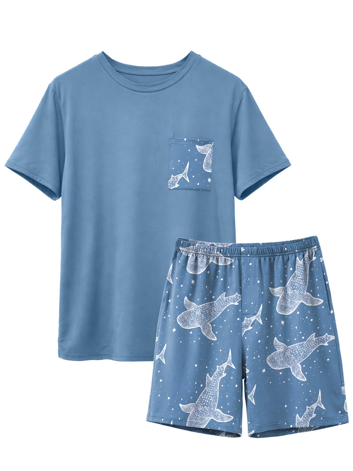 Feiersi Mens Pajama Set Sleepwear Pjs Lightweight Comfy Soft Short Sleeve Sleep Set With Pockets WEBE CLOTHING