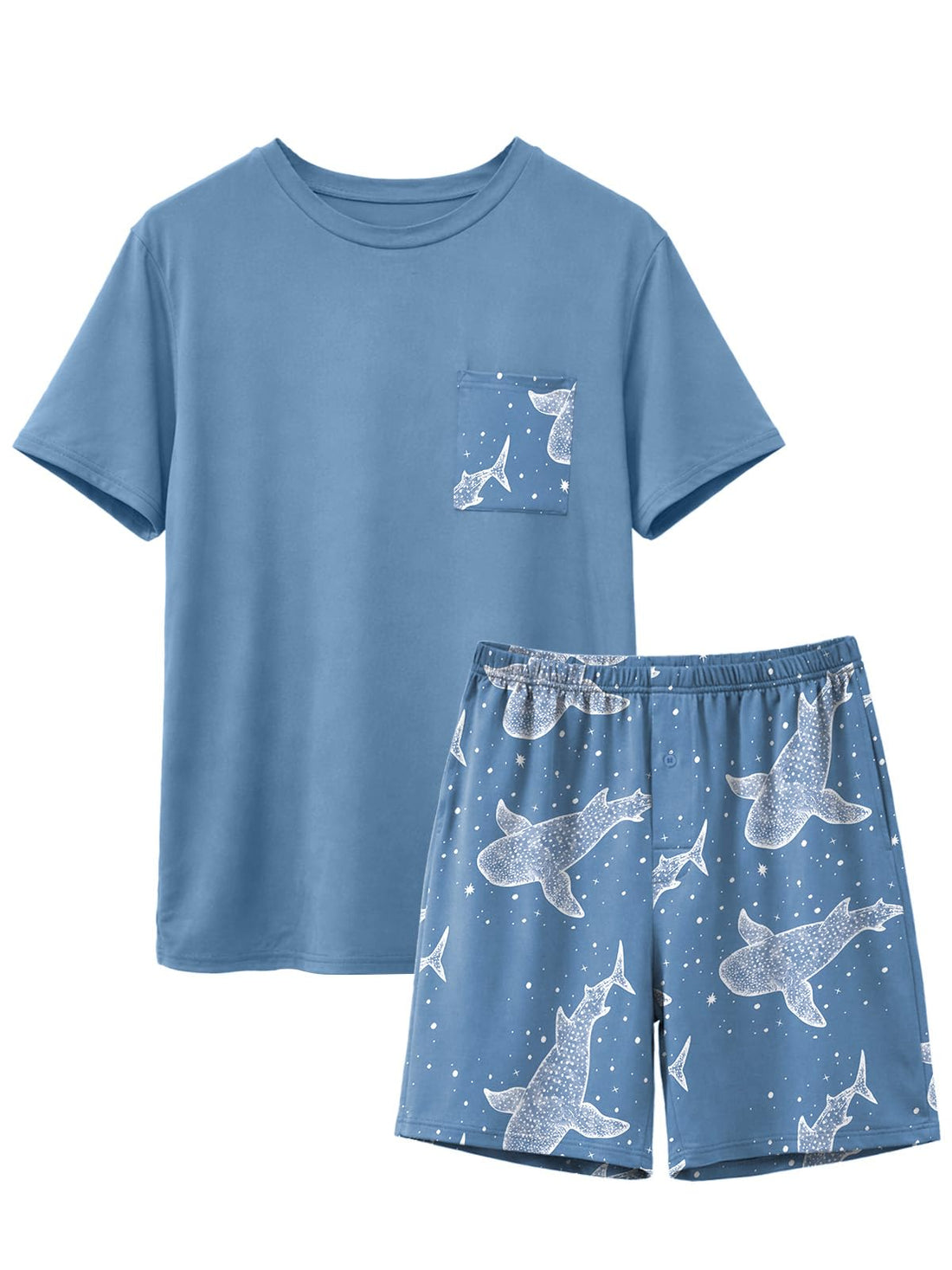 Feiersi Mens Pajama Set Sleepwear Pjs Lightweight Comfy Soft Short Sleeve Sleep Set With Pockets WEBE CLOTHING