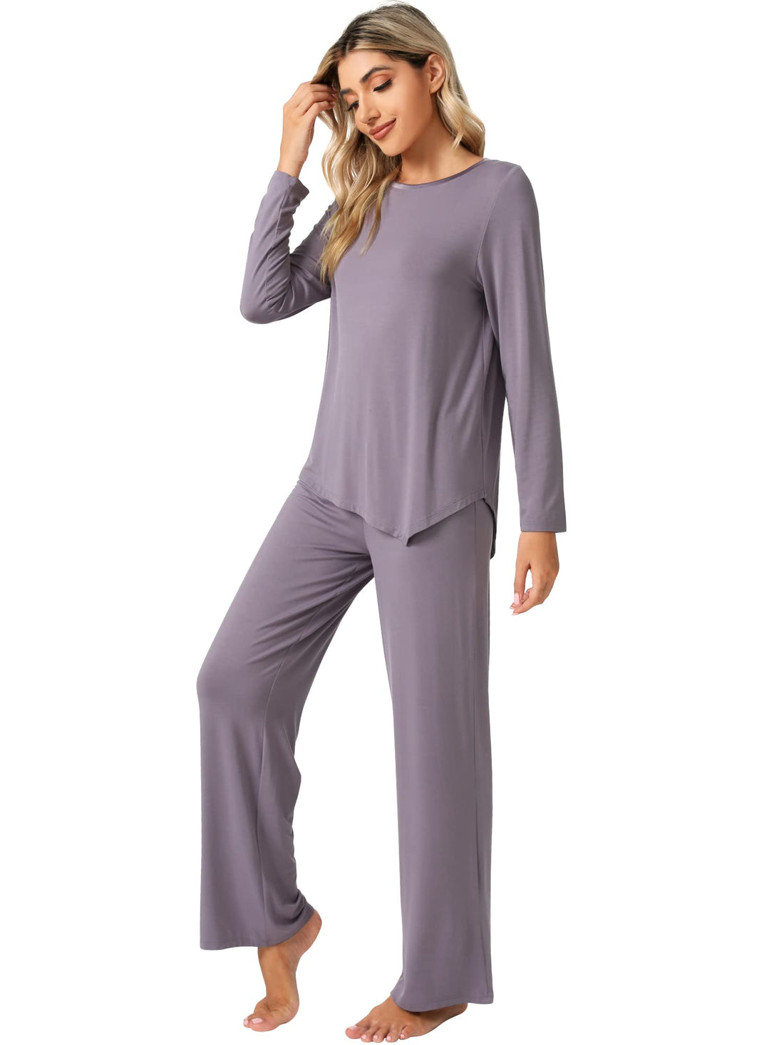 WiWi Pajamas Set for Women Super Soft Long Sleeve Pj Cooling Sleepwear Lounge Sets Loungewear Viscose from Bamboo S-XXL