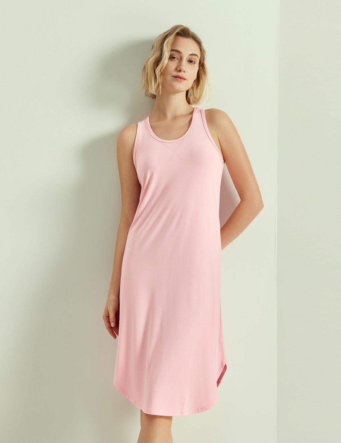 GYS Women's Bamboo Viscose Cooling Racerback Tank Nightgown | Moisture wicking, Breathable, Tagless, Sleeveless, Soft stretch, Racerback design, for hot flashes & summer sleep WEBE CLOTHING