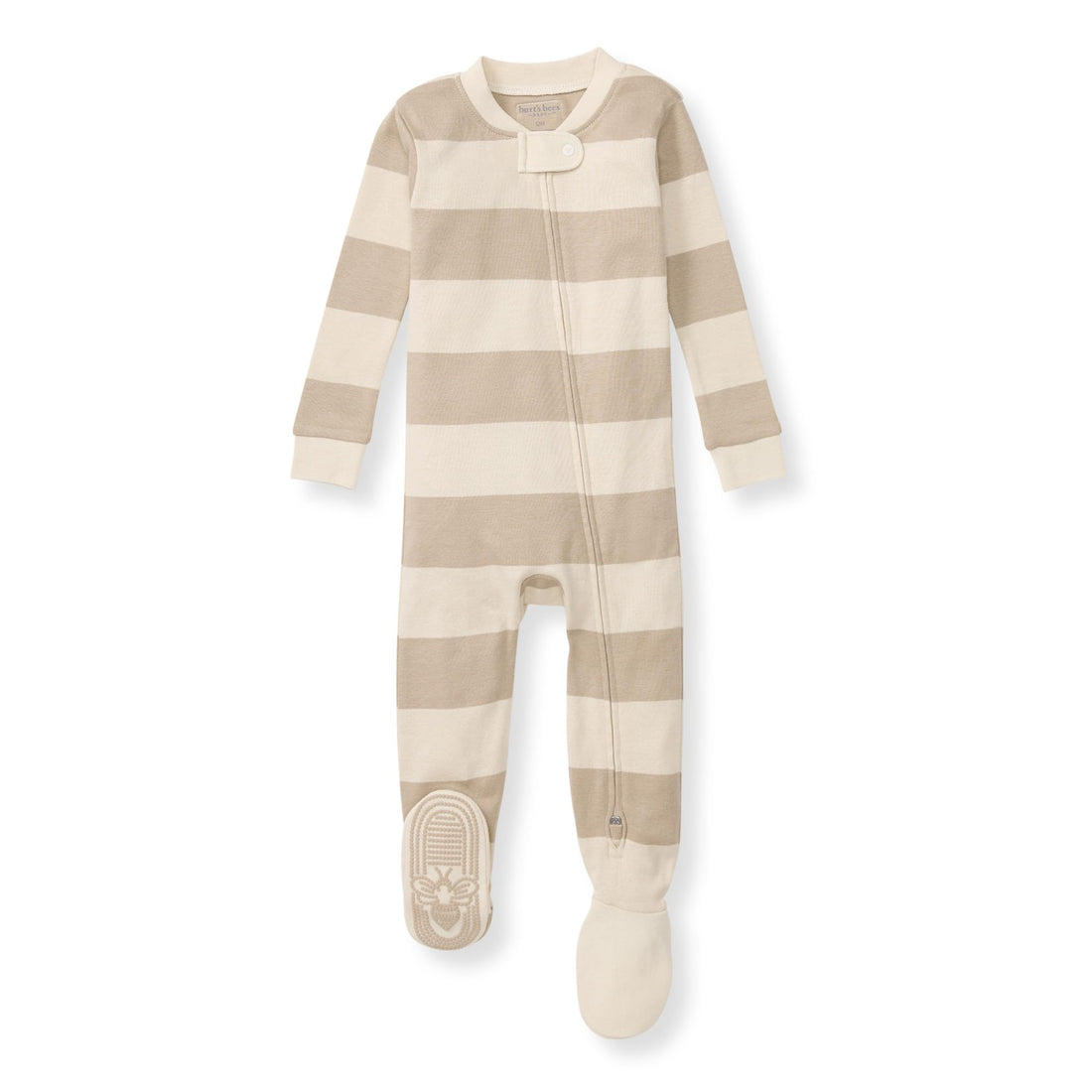 Burt's Bees Baby Organic Cotton Footed Pajamas for Boys, Zipper PJ Sleeper, Snug Fit Sleepwear with Non-Slip Bee Grips