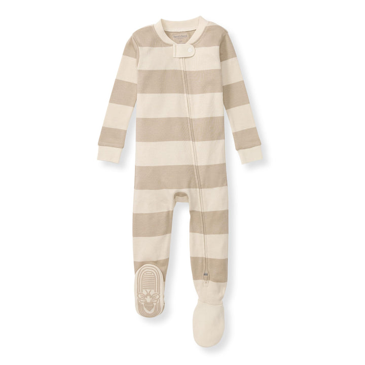 Burt's Bees Baby Organic Cotton Footed Pajamas for Boys, Zipper PJ Sleeper, Snug Fit Sleepwear with Non-Slip Bee Grips