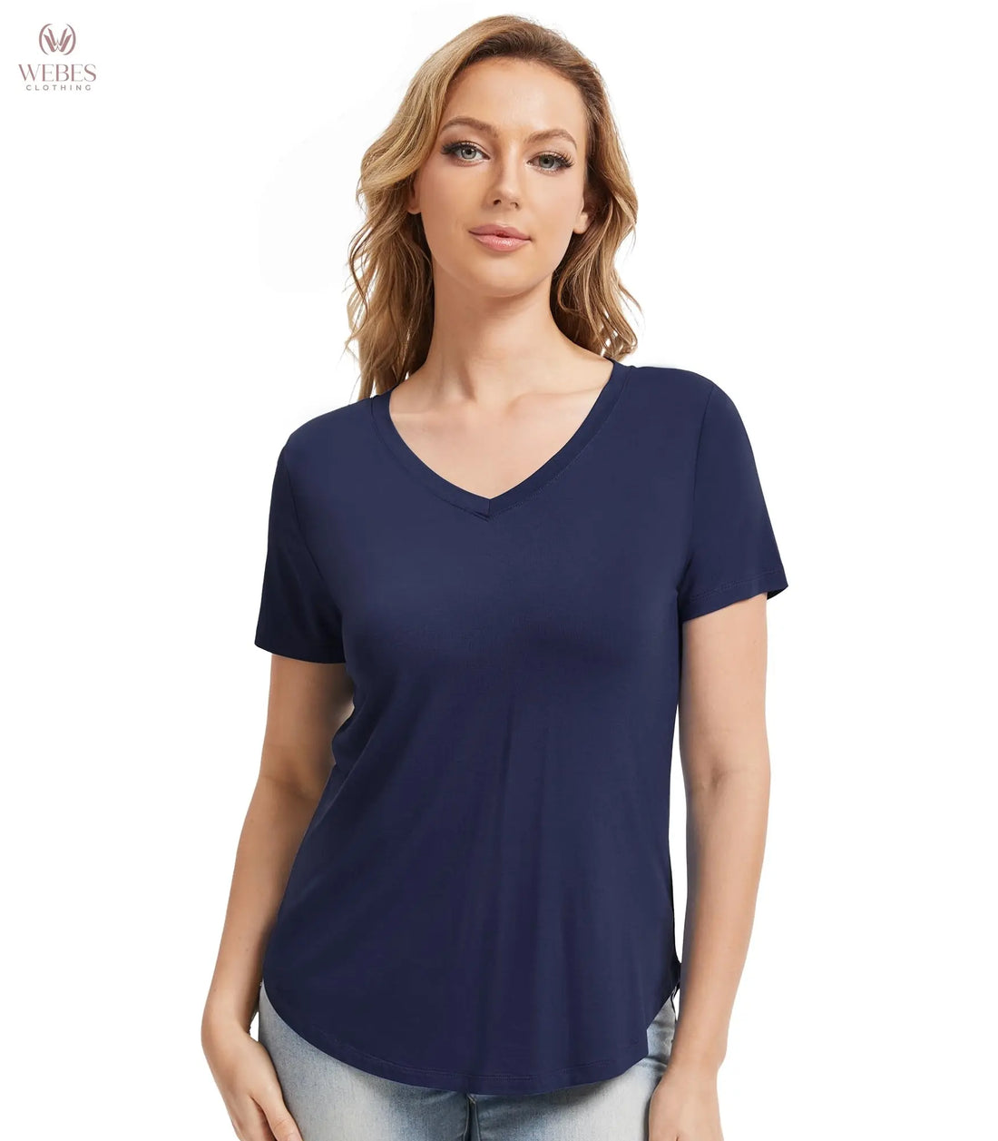 WiWi Viscose from Bamboo Pajama Tops for Women Super Soft Short Sleeve Tee V Neck Sleep Cooling T-Shirt Pjs Sleepwear S-XXL