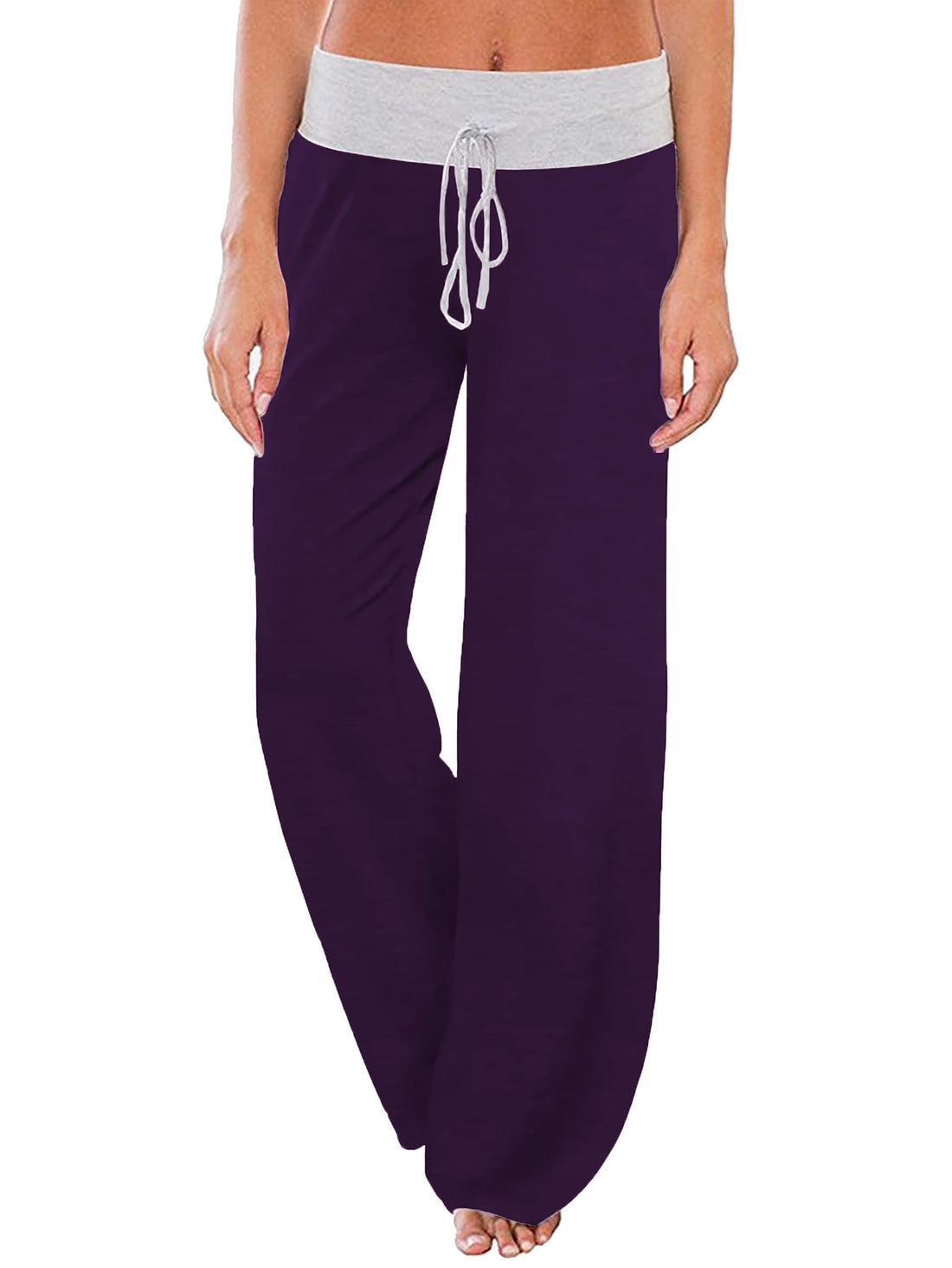 iChunhua Women's Comfy Stretch Floral Print Drawstring Palazzo Wide Leg Lounge Pant