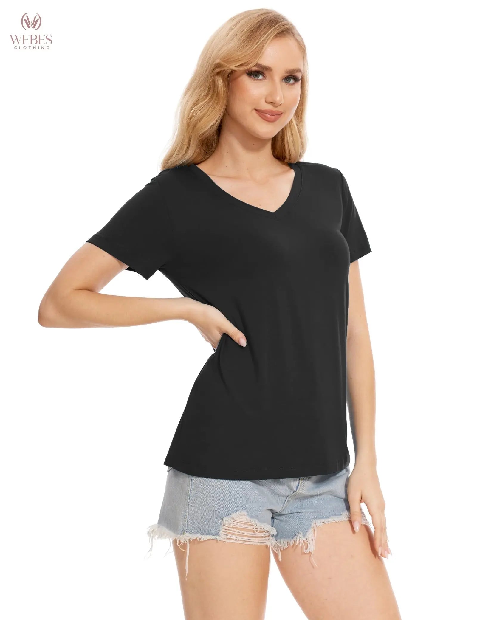 GYS Bamboo Viscose Pajamas Tops for Women, Cooling Basic T-Shirt, Soft Short Sleeve Sleep Shirts, Lightweight Pj Shirt