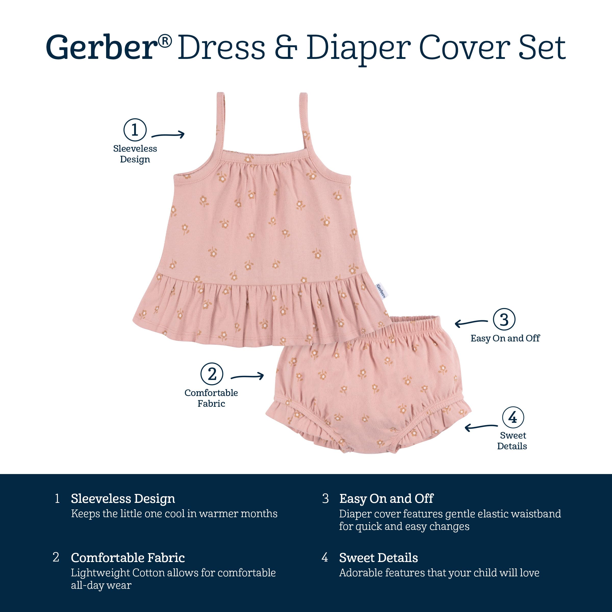 Gerber Baby Girls' Sleeveless Tunic Top and Diaper Cover Set WEBE CLOTHING