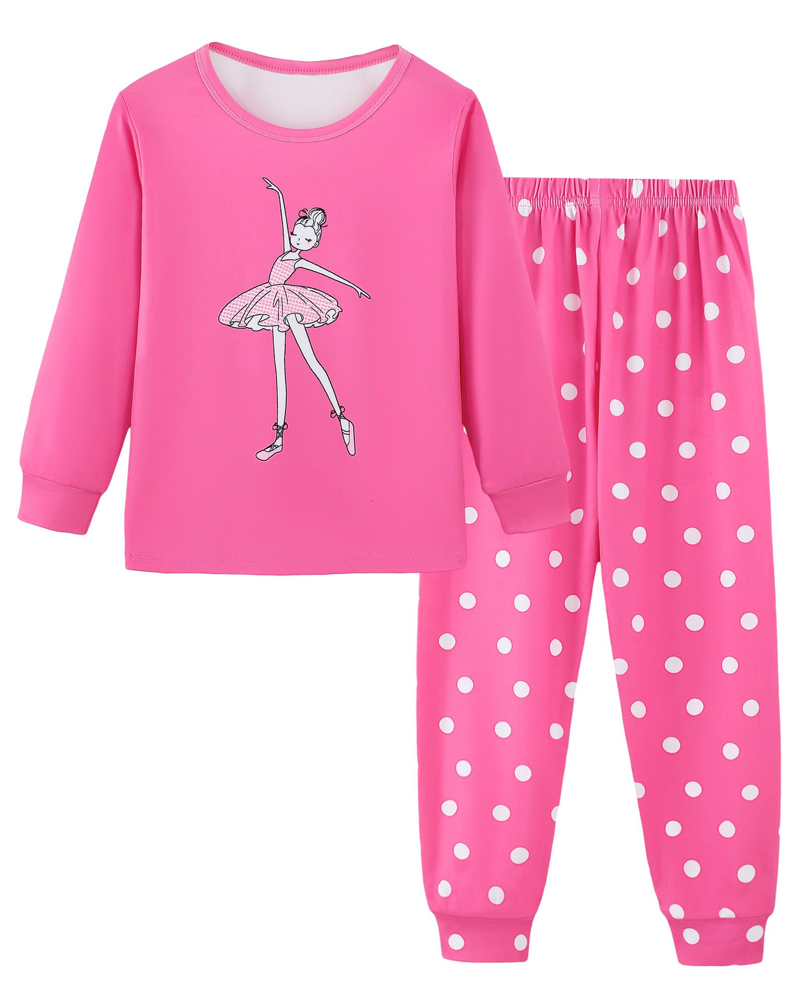 Mikrdoo Girls Pajamas Kids 2 Piece Pjs Set Soft Cozy Long Sleeve Top and Pants Stretchy Girls' Sleepwear Size 4-14 Years