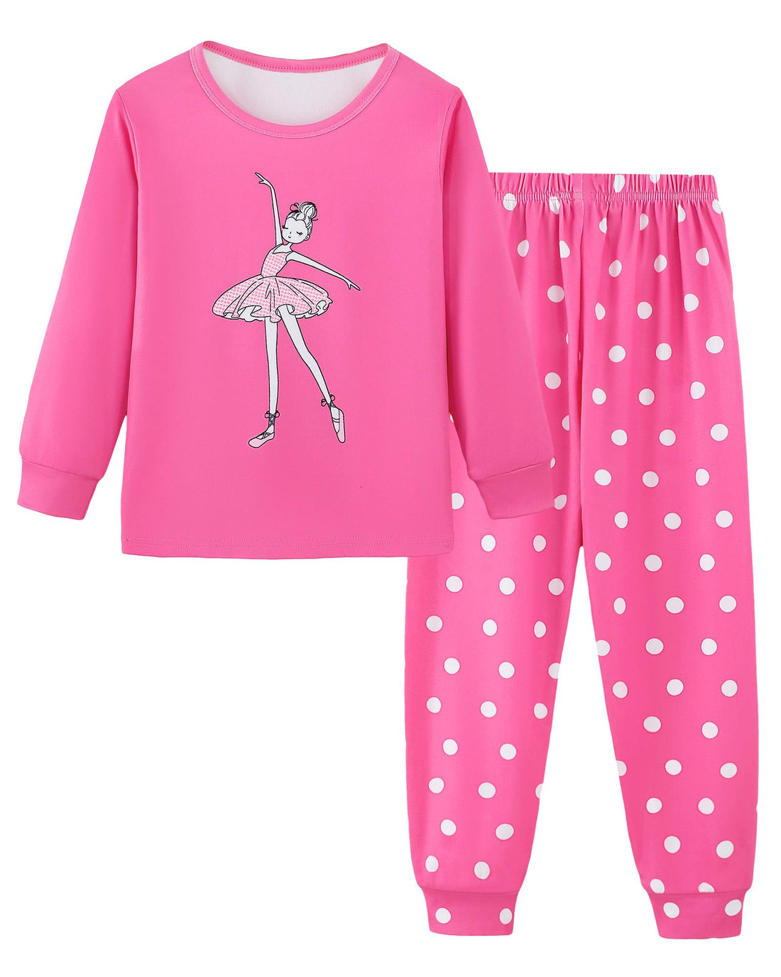 Mikrdoo Girls Pajamas Kids 2 Piece Pjs Set Soft Cozy Long Sleeve Top and Pants Stretchy Girls' Sleepwear Size 4-14 Years