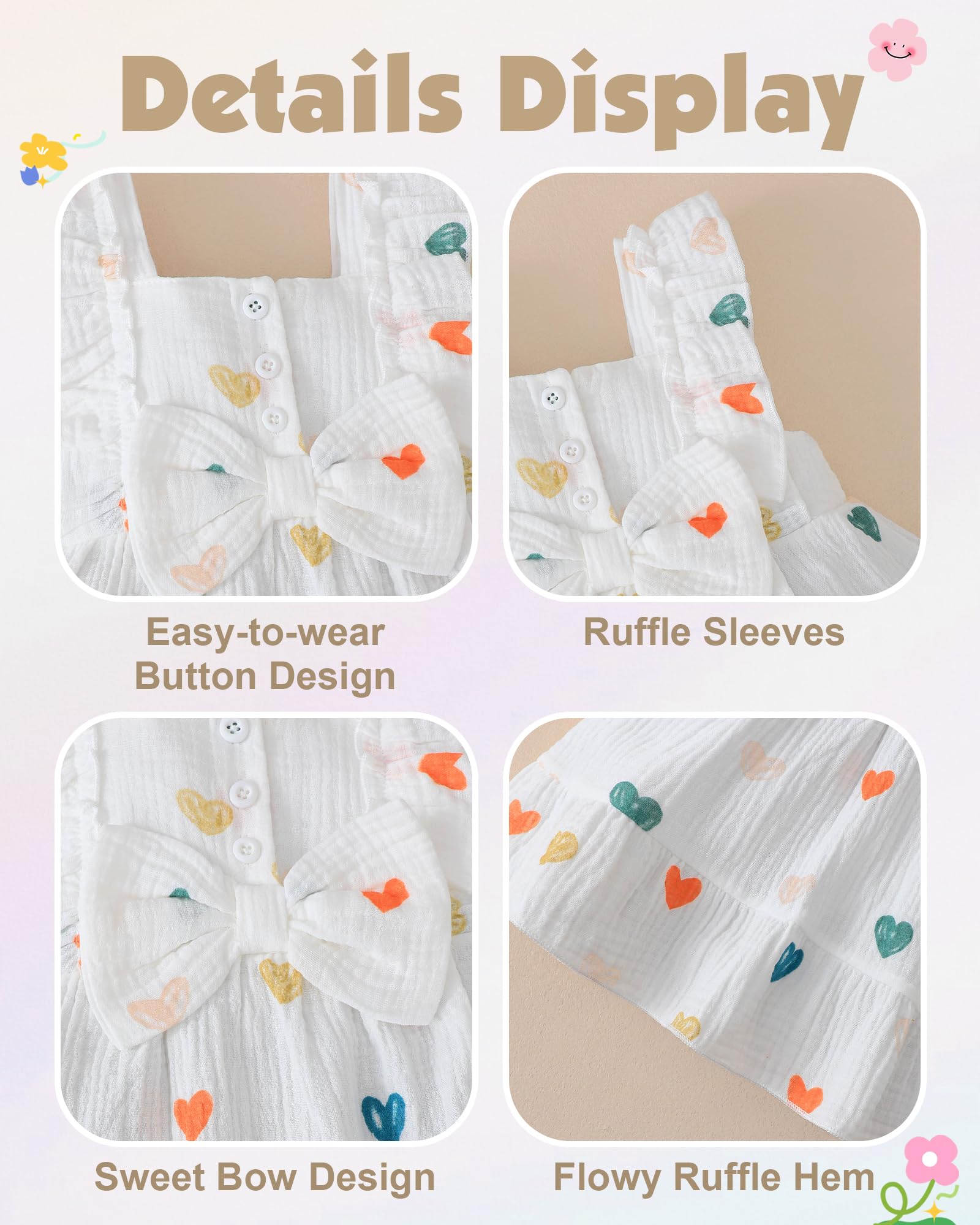 Renotemy Newborn Infant Baby Girl Dresses Summer Outfits Boho Casual Sundress Gifts Toddler Clothes for Girl with Hat and Bag WEBE CLOTHING