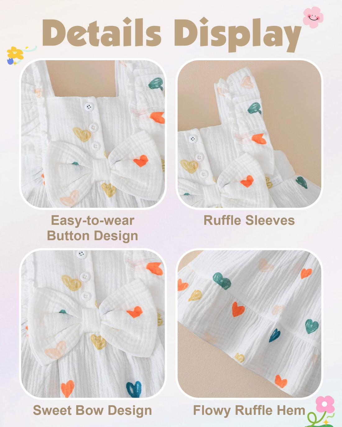 Renotemy Newborn Infant Baby Girl Dresses Summer Outfits Boho Casual Sundress Gifts Toddler Clothes for Girl with Hat and Bag WEBE CLOTHING