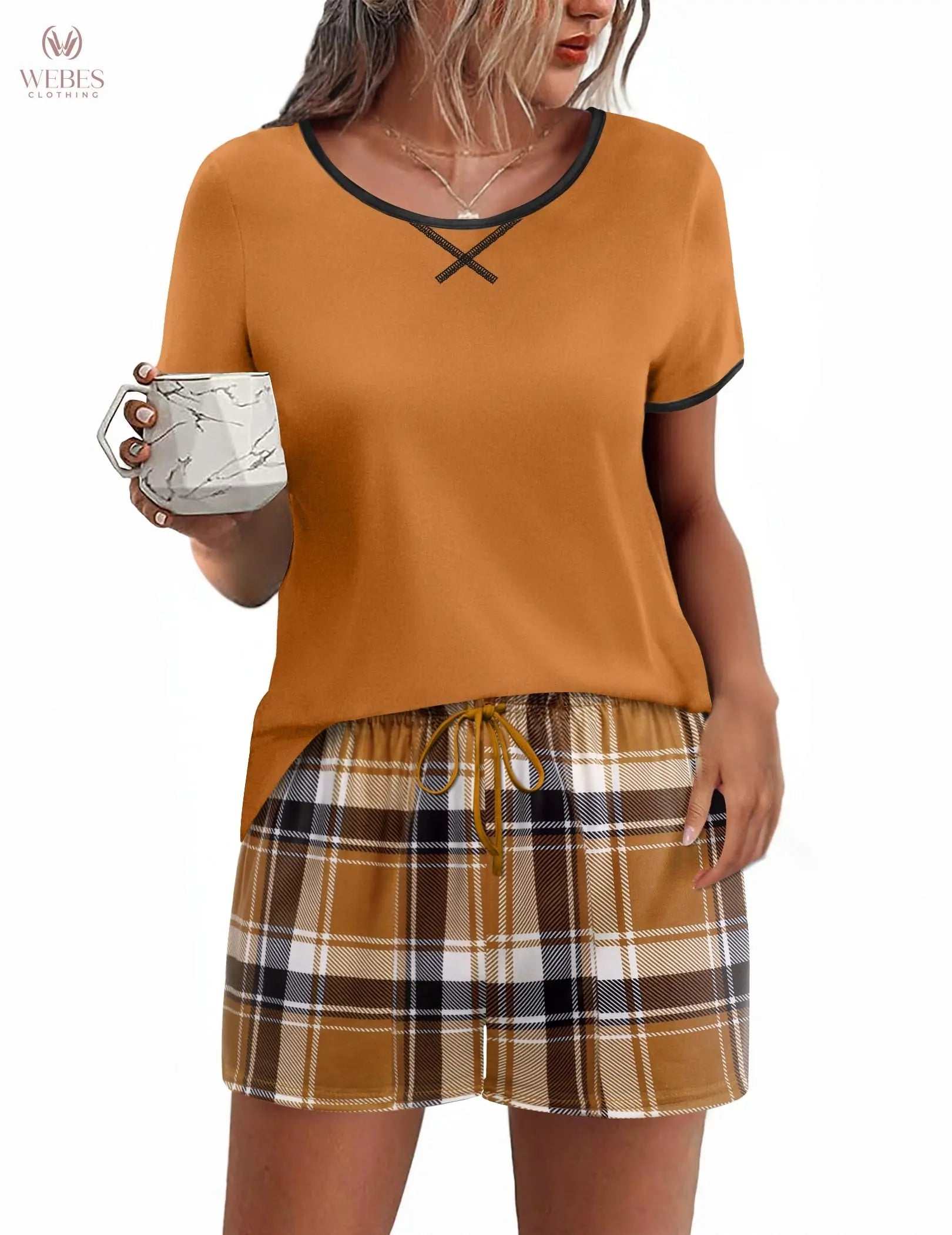 Ekouaer Women Pajama Set Casual Short Set