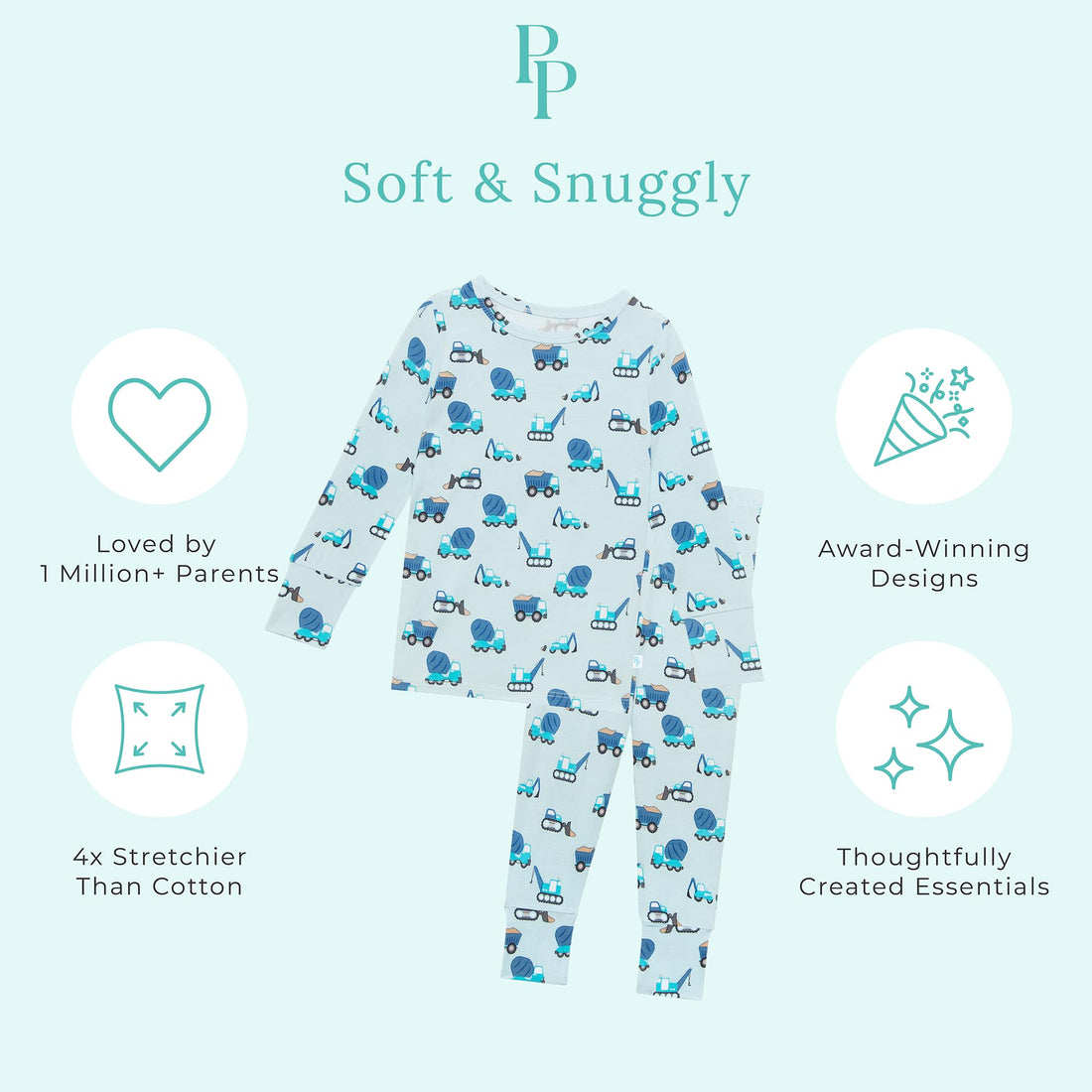 Posh Peanut Boys Pajamas - PJs for Kids Made of Soft Viscose from Bamboo, Long Sleeve Toddler PJs & Matching Boys Pajama Sets WEBE CLOTHING