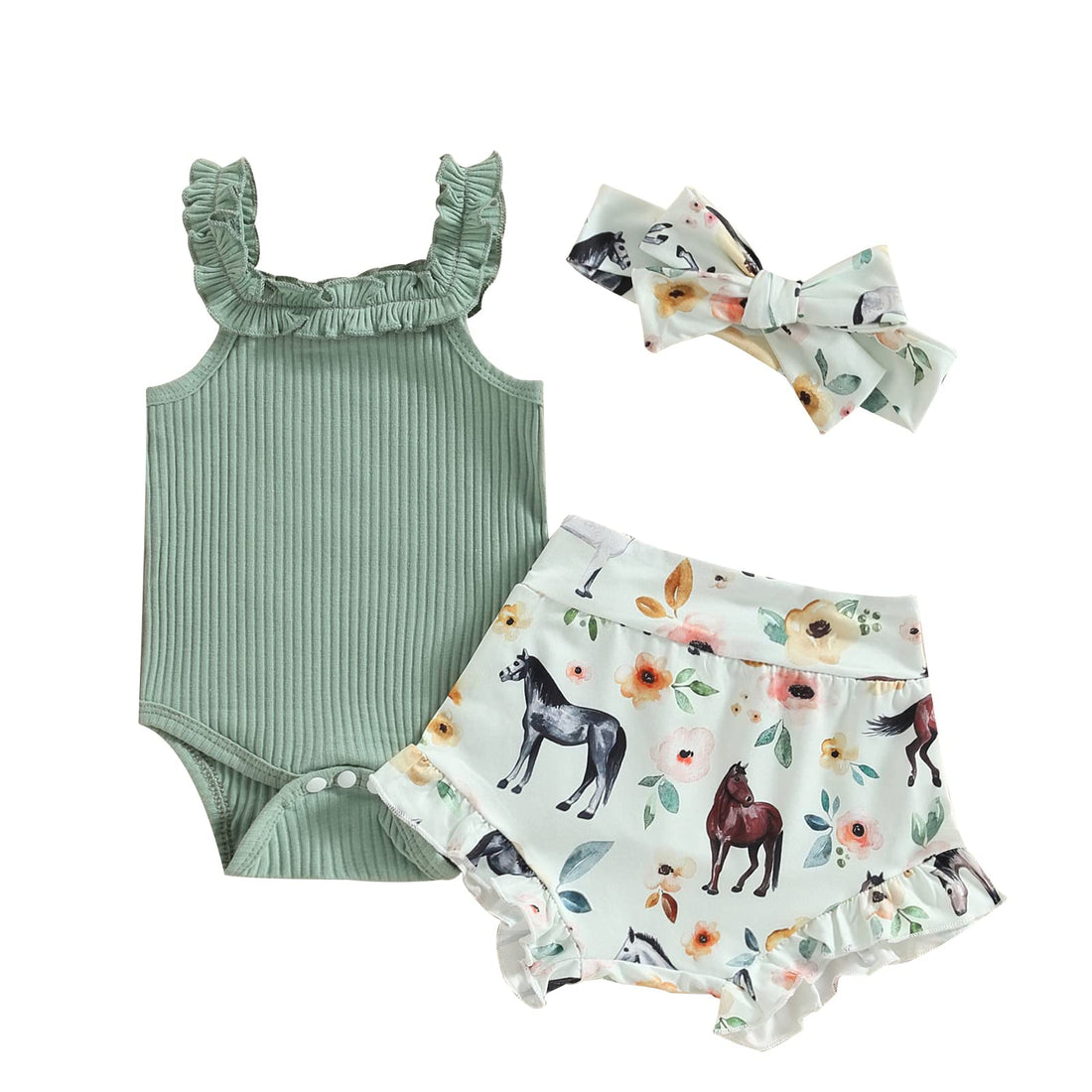 Newborn Baby Girl Summer Clothes Boho Infant Sleeveless Romper Bodysuit Shorts Headband 3Pcs Outfits WEBE CLOTHING