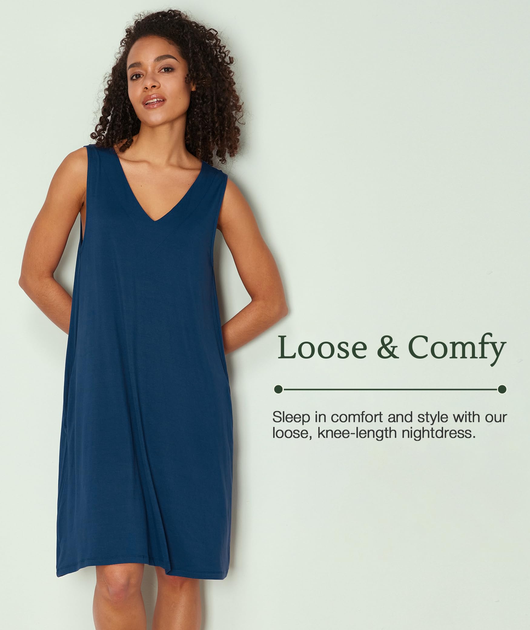 GYS Bamboo Viscose Women's Nightgowns V Neck Sleeveless Tank Pajama Dress for Women WEBE CLOTHING