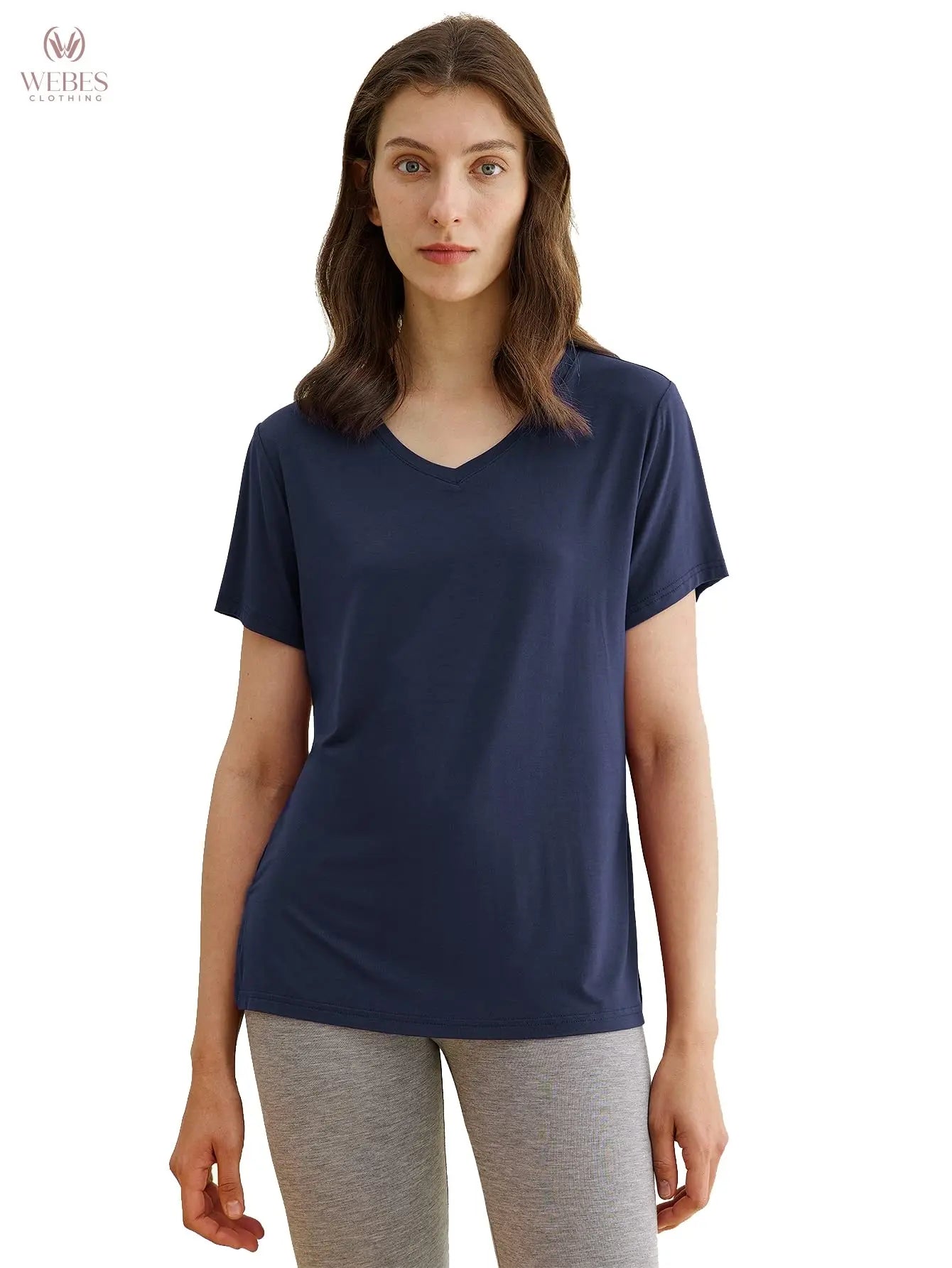Latuza Women's Viscose Sleep T-Shirt V-Neck Pajamas Top